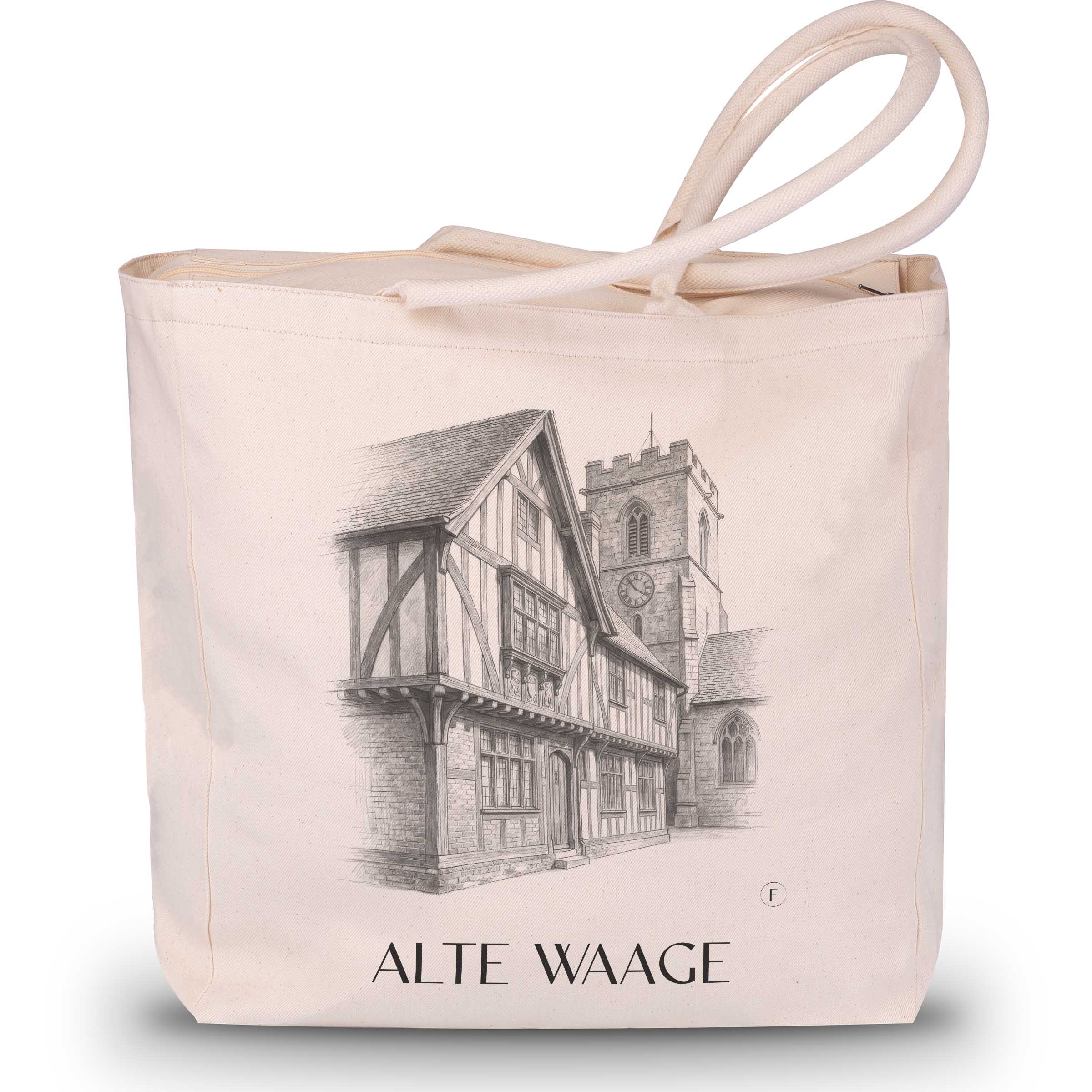 alte-waage-braunschweig-deutschland-einkaufstasche-bleistift-zeichnung-drawing
