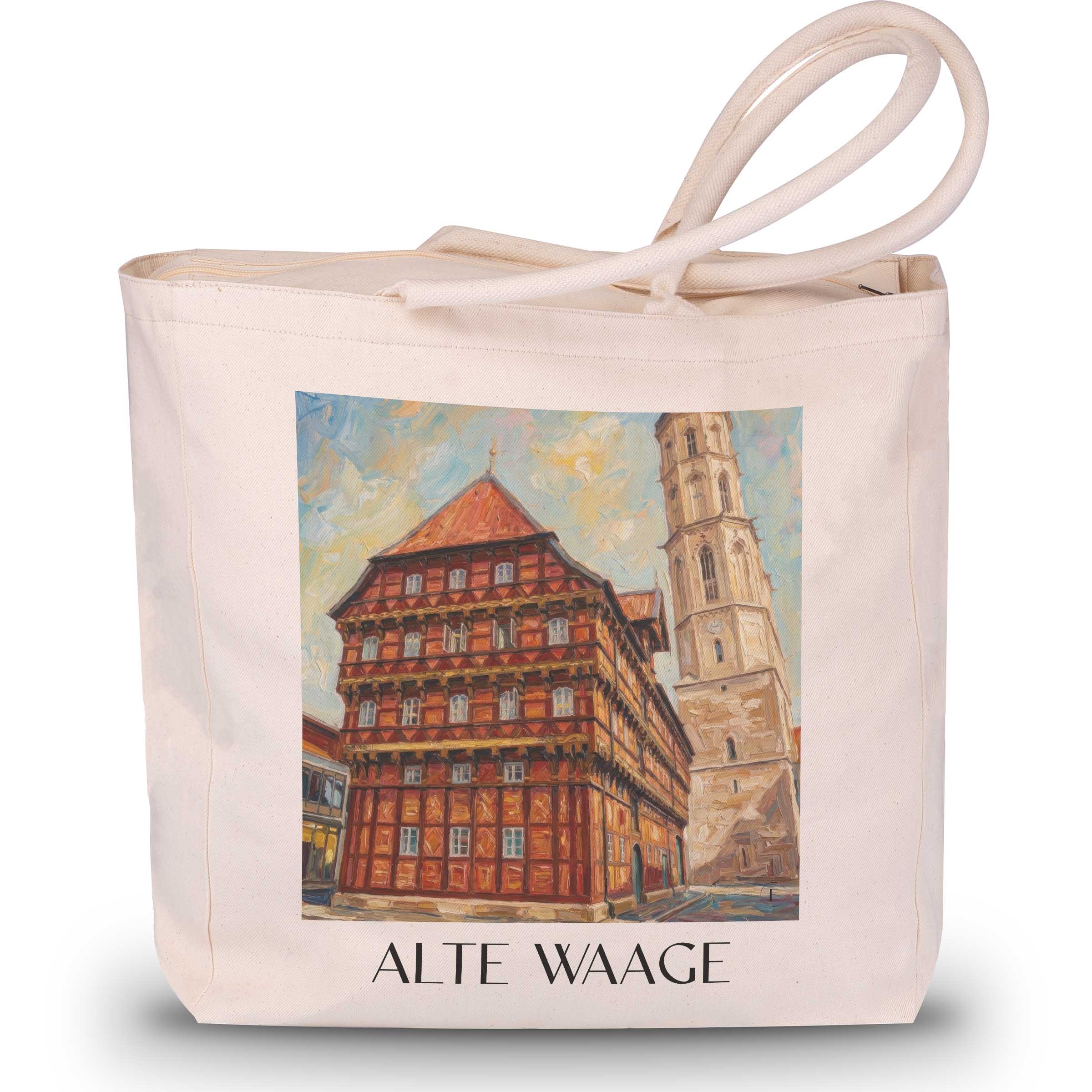 alte-waage-braunschweig-deutschland-einkaufstasche-oil-painting-oelgemaelde