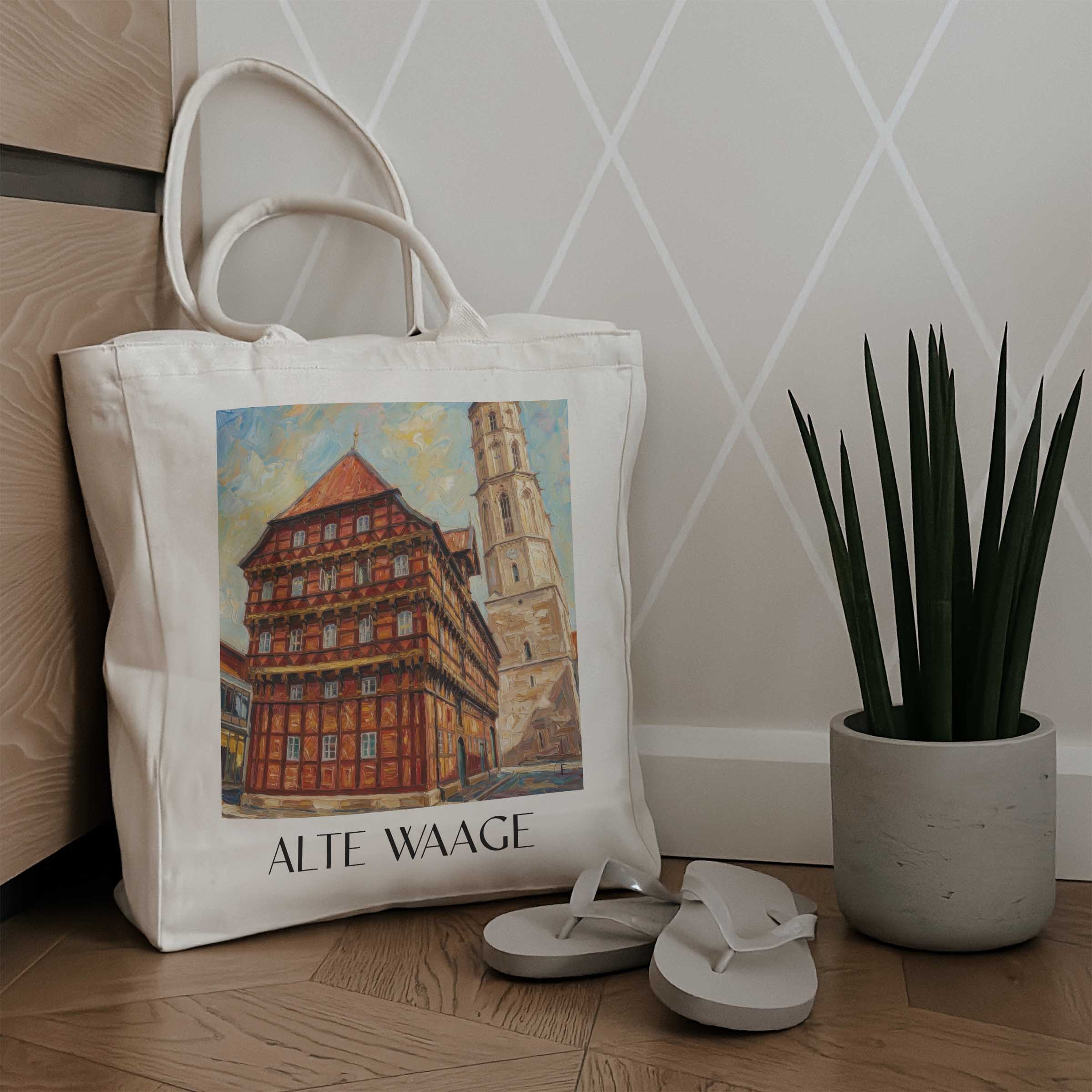 alte-waage-braunschweig-deutschland-einkaufstasche-oil-painting-oelgemaelde
