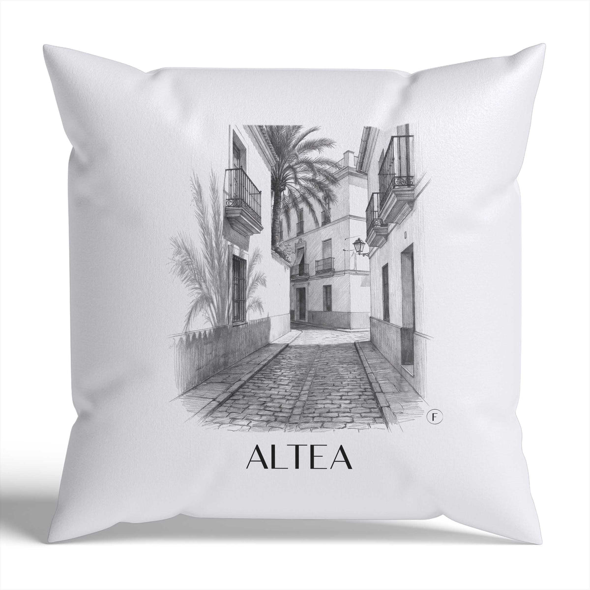 Altea Kissenhülle - Zierkissen Bezug - Spanien - Spanien Kissen bzw. Kissenbezug im Zeichnung Stil - favplace