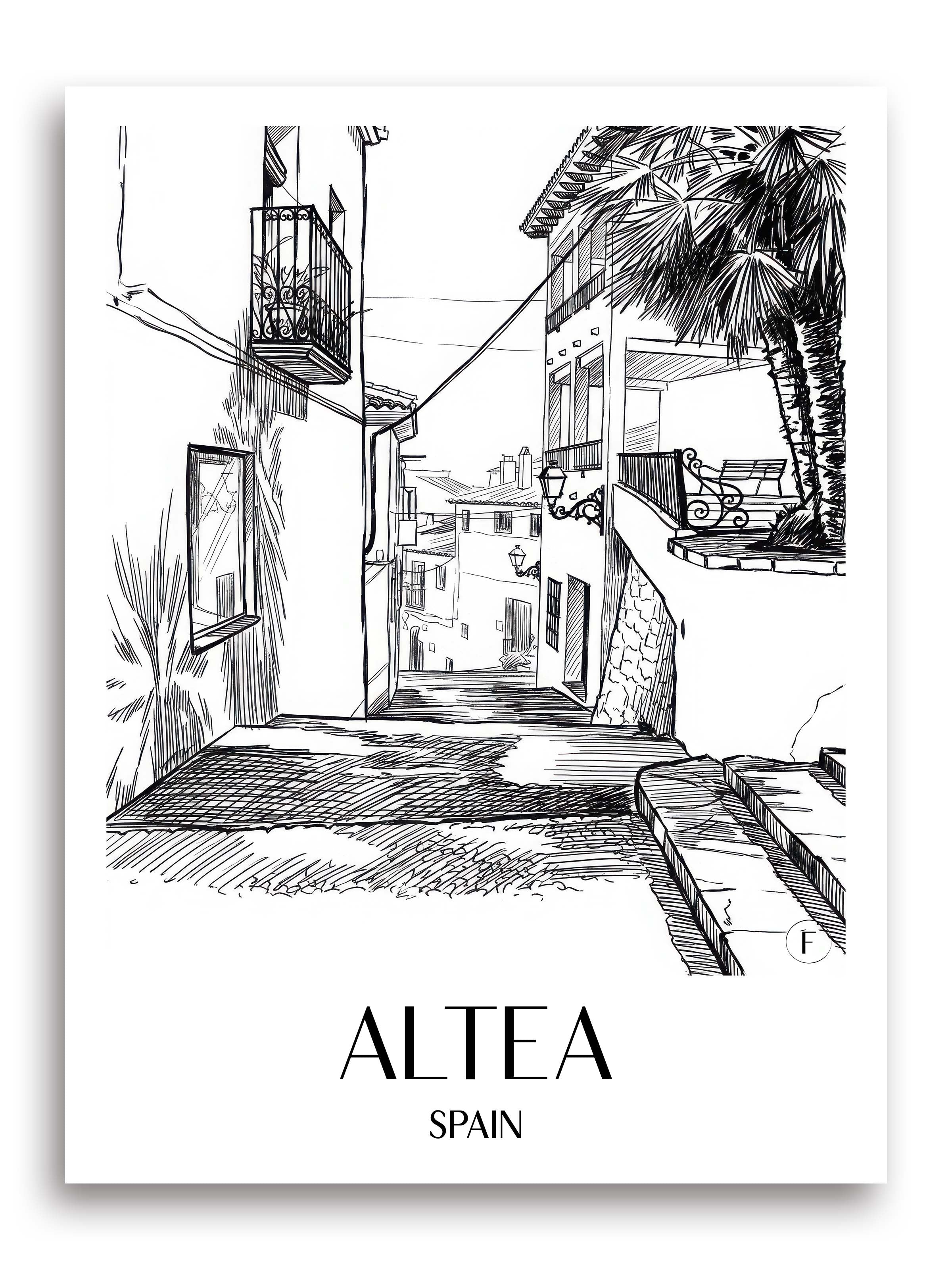 Altea Poster - Spanien - Spanien Kunstdruck - Skizze von A4 bis A1 - favplace