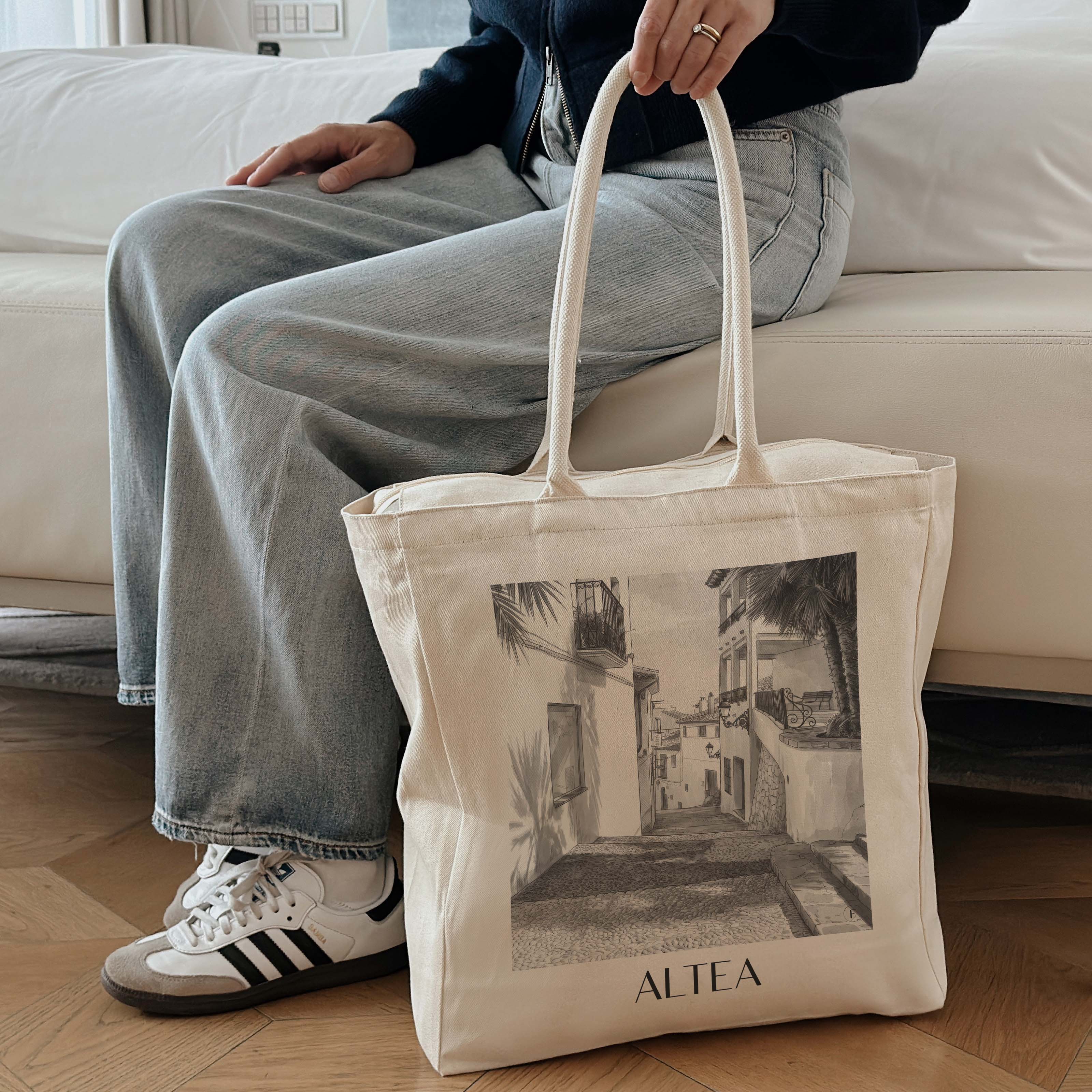 altea-spanien-spanien-einkaufstasche-aquarell-schwarz-weiss