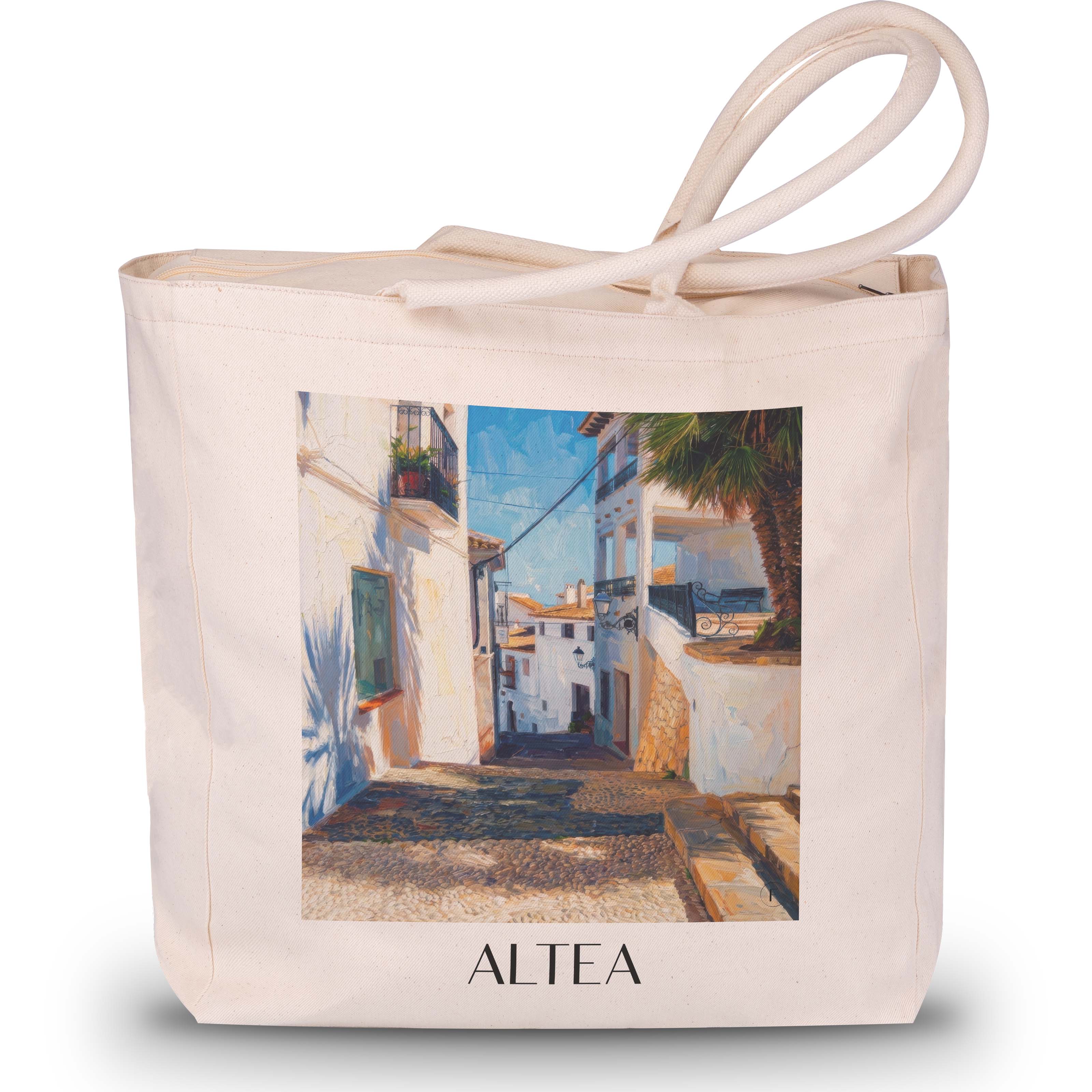 Altea Shopping Tasche - Spanien - Spanien Tote Bag - Einkaufstasche im Ölgemälde Stil - favplace