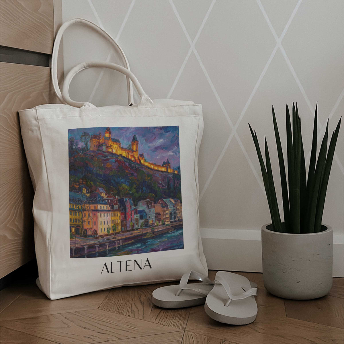 altena-sauerland-deutschland-einkaufstasche-oil-painting-oelgemaelde