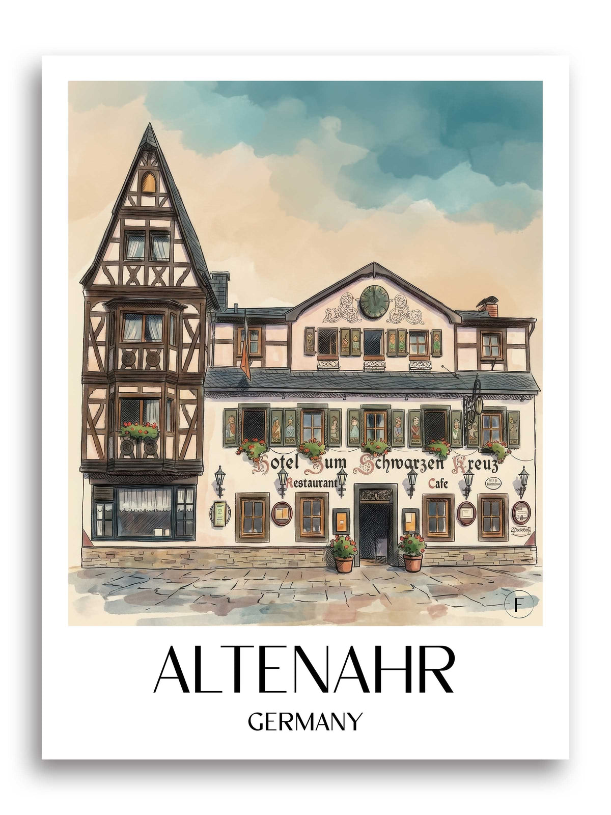 Altenahr Poster - Ahrtal - Deutschland Kunstdruck - Aquarell von A4 bis A1 - favplace