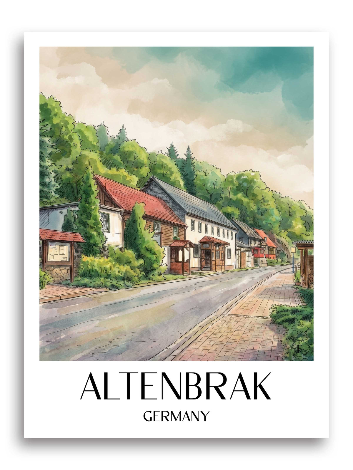 Altenbrak Poster - Harz - Deutschland Kunstdruck - Aquarell von A4 bis A1 - favplace
