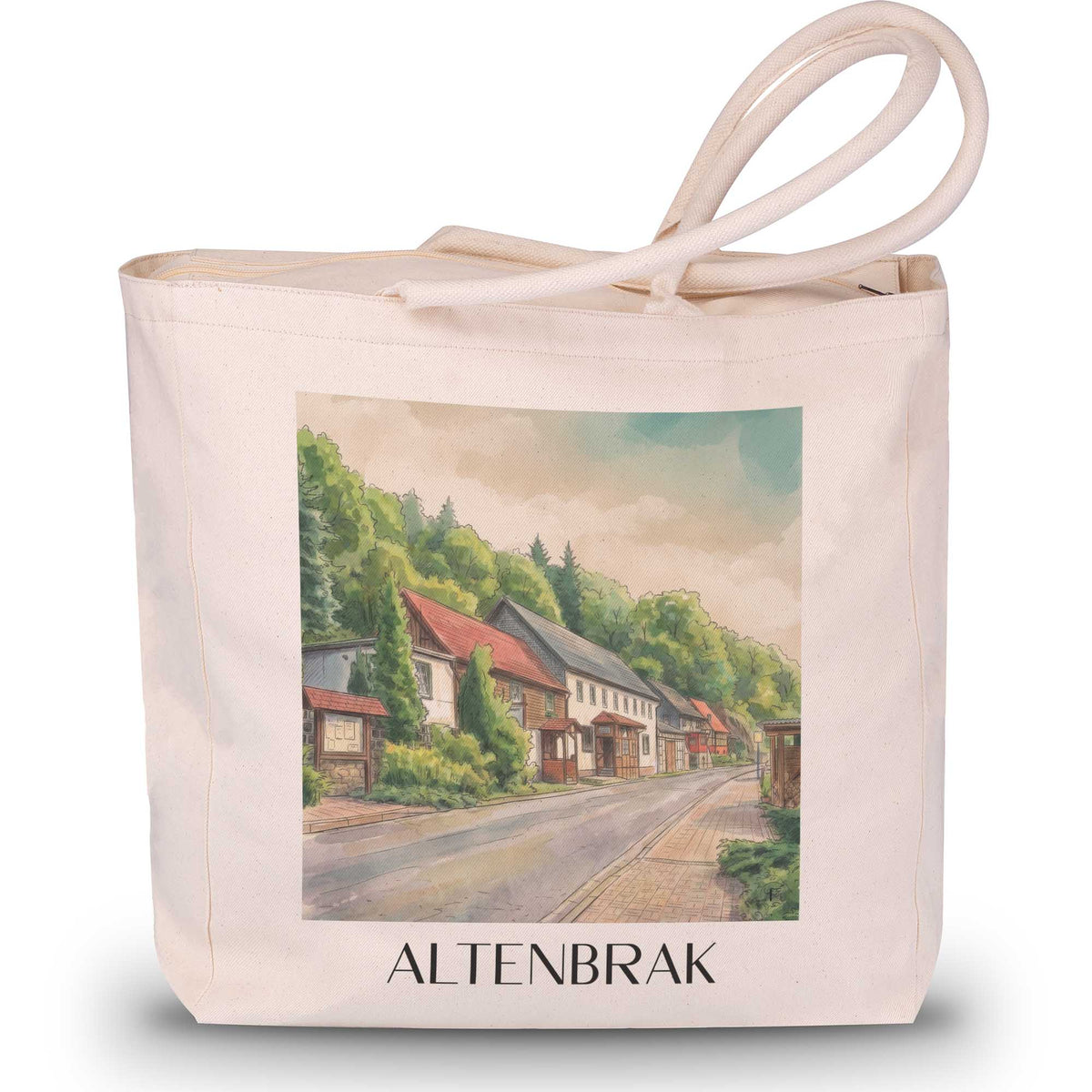 Altenbrak Shopping Tasche - Harz - Deutschland Tote Bag - Einkaufstasche im Aquarell Stil - favplace