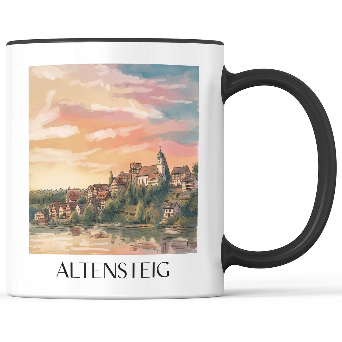 altensteig-nordschwarzwald-deutschland-kaffeebecher-aquarell