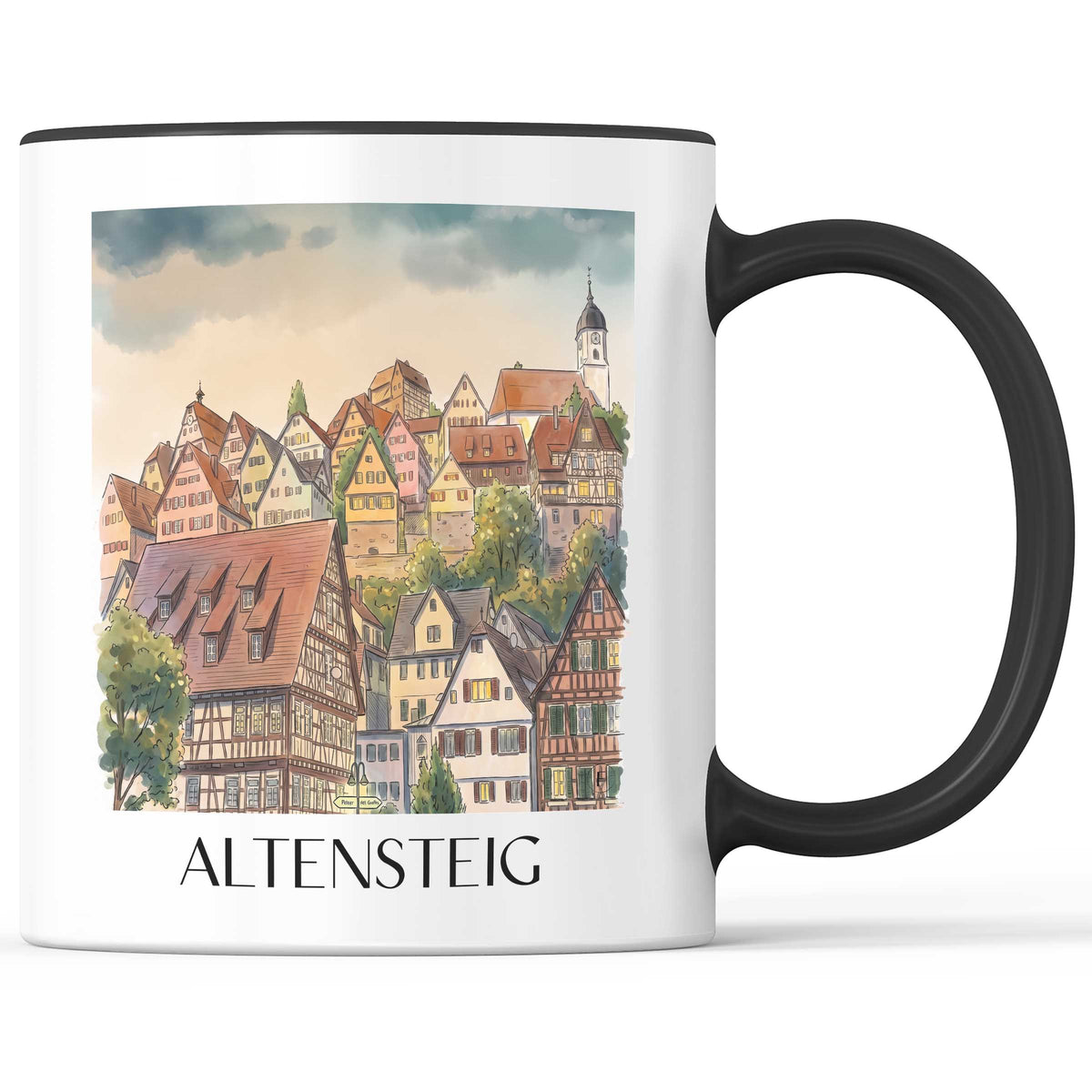 altensteig-nordschwarzwald-deutschland-kaffeebecher-aquarell