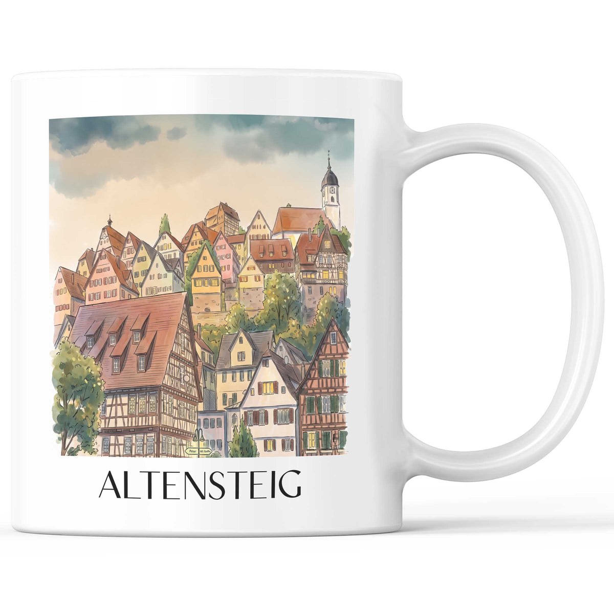 altensteig-nordschwarzwald-deutschland-kaffeebecher-aquarell