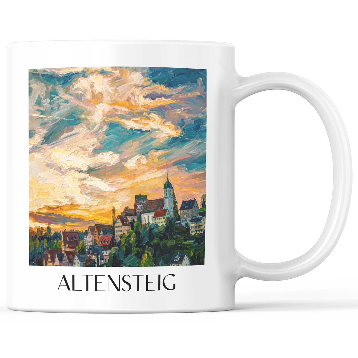 Altensteig Kaffeebecher - Nordschwarzwald - Deutschland Becher - Kaffeetasse im Ölgemälde Stil