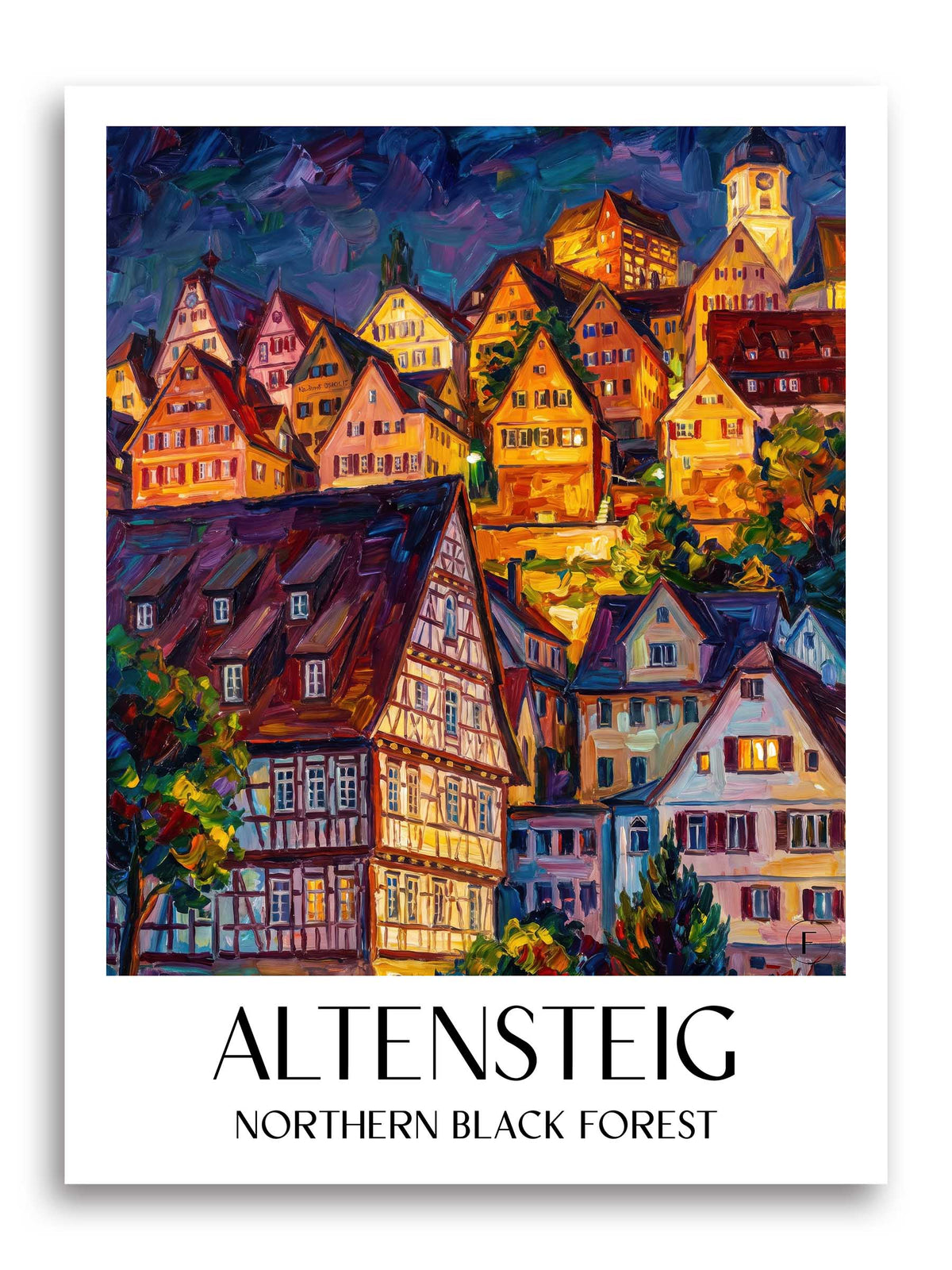 Altensteig Poster - Nordschwarzwald - Deutschland Kunstdruck - Ölgemälde von A4 bis A1 - favplace