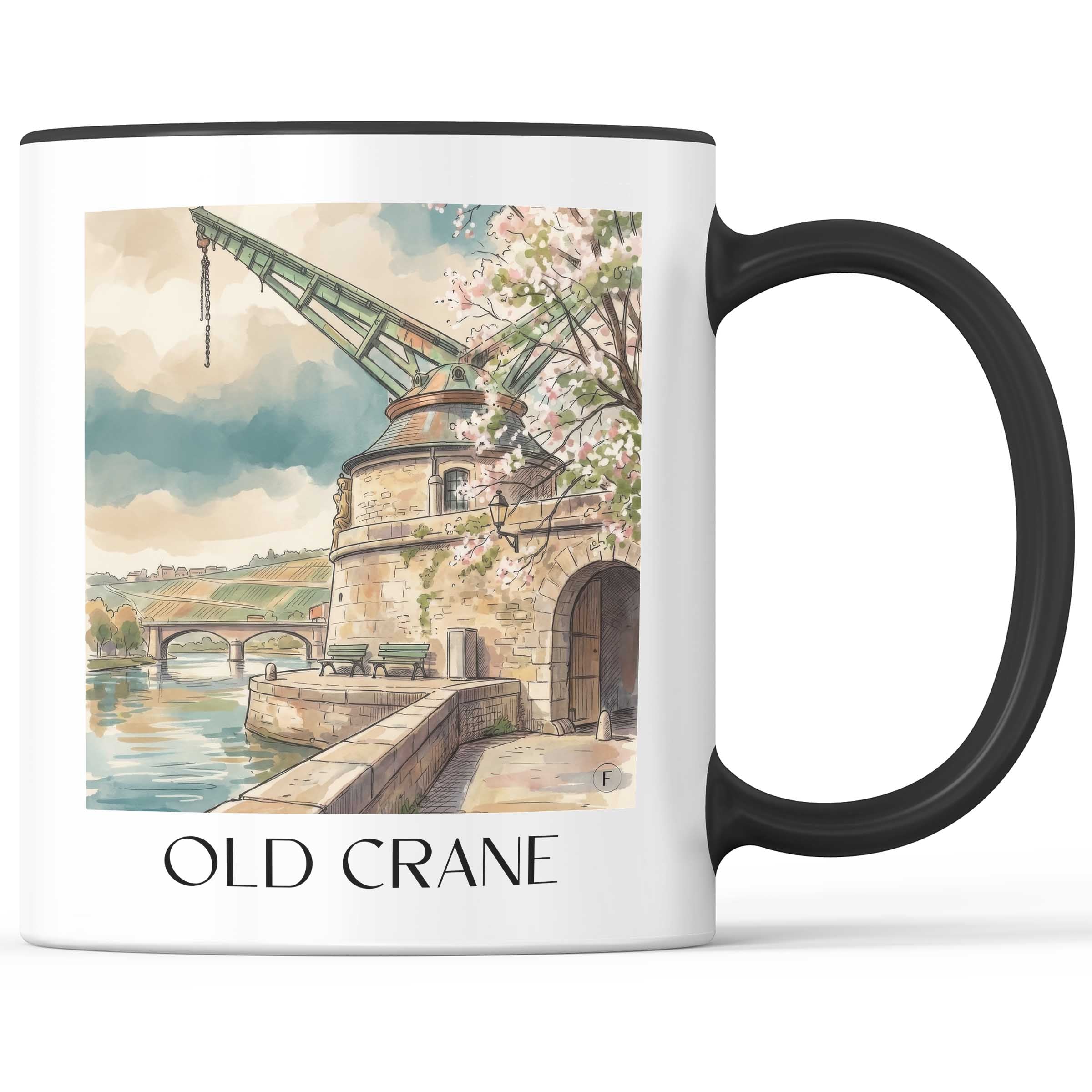 Alter Kranen Kaffeebecher - Würzburg - Deutschland Becher - Kaffeetasse im Aquarell Stil - favplace