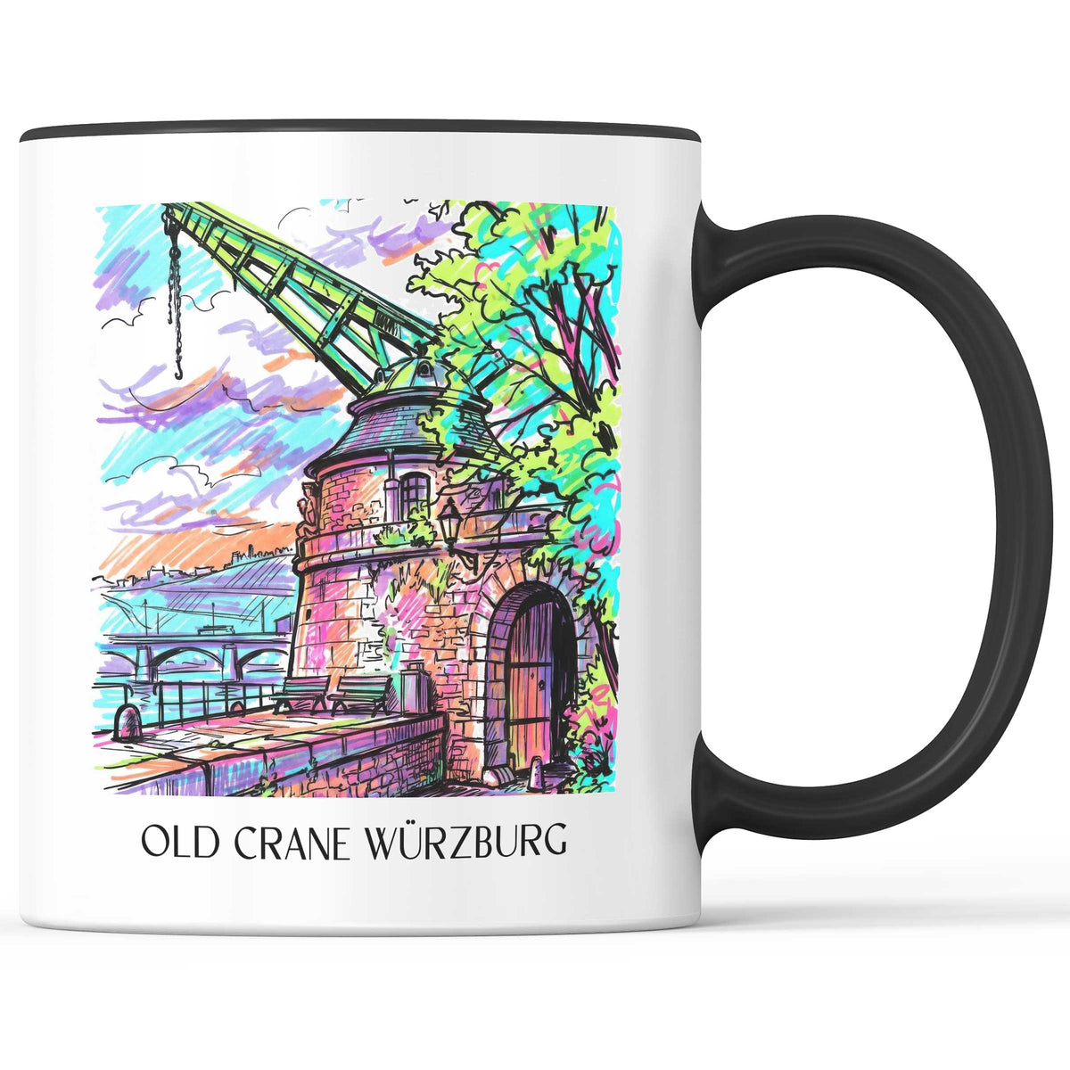 Alter Kranen Kaffeebecher - Würzburg - Deutschland Becher - Kaffeetasse im Tag Graffiti Stil - favplace