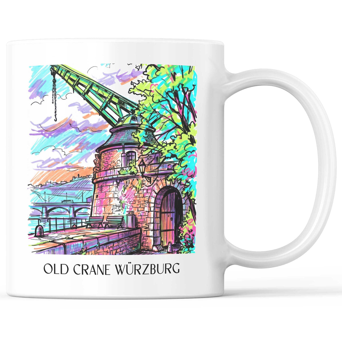 Alter Kranen Kaffeebecher - Würzburg - Deutschland Becher - Kaffeetasse im Tag Graffiti Stil - favplace