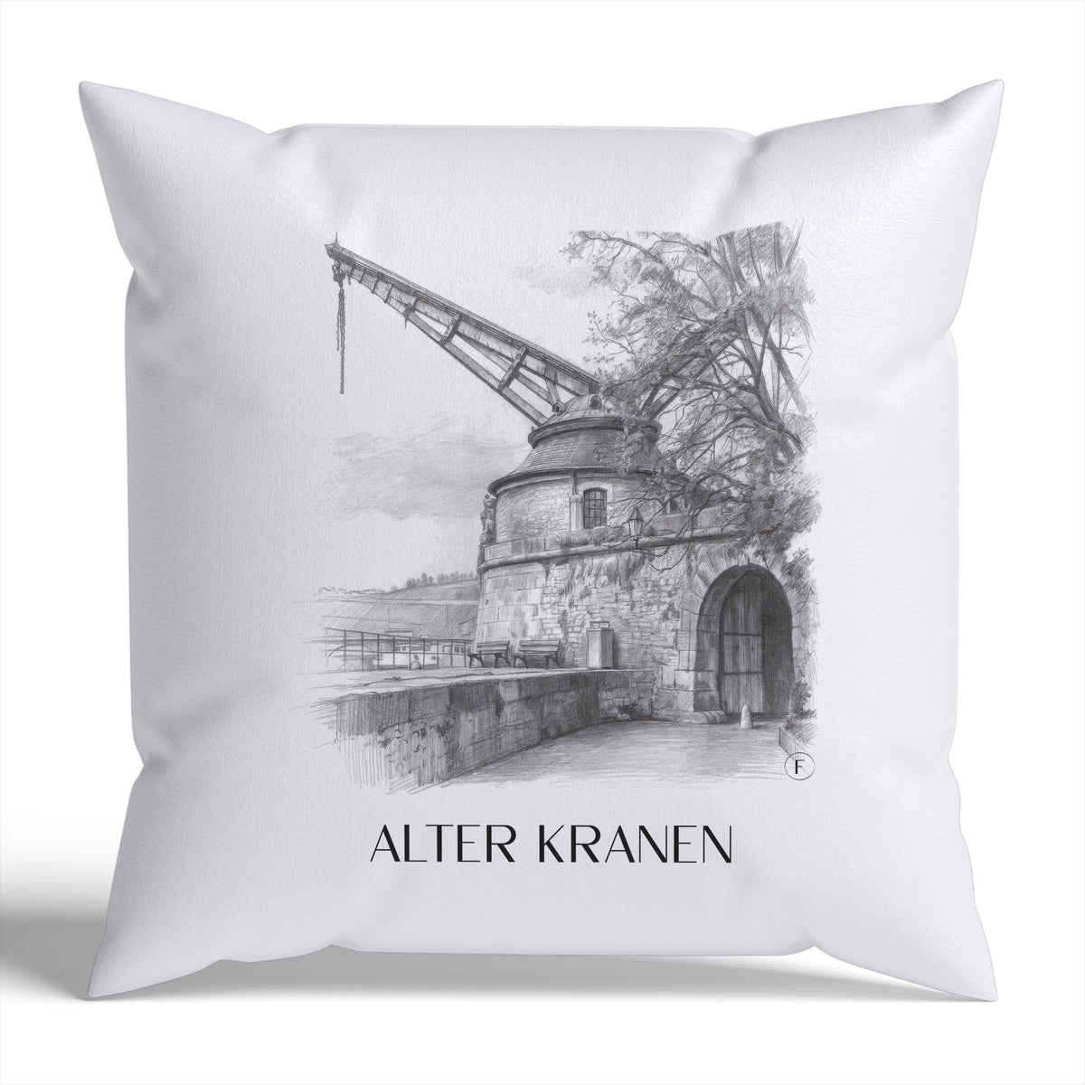 alter-kranen-würzburg-deutschland-kissenbezug-bleistift-zeichnung-drawing