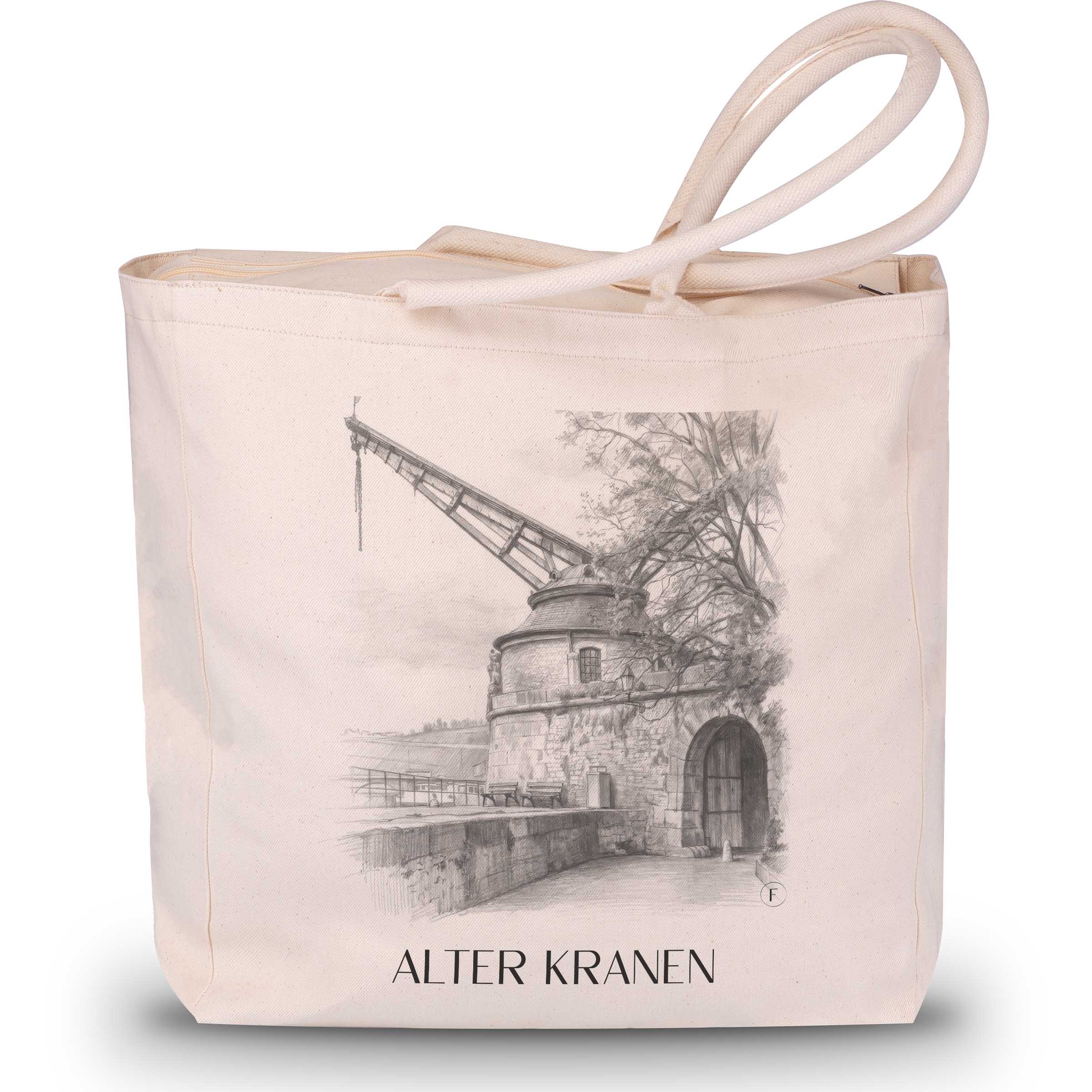 alter-kranen-würzburg-deutschland-einkaufstasche-bleistift-zeichnung-drawing