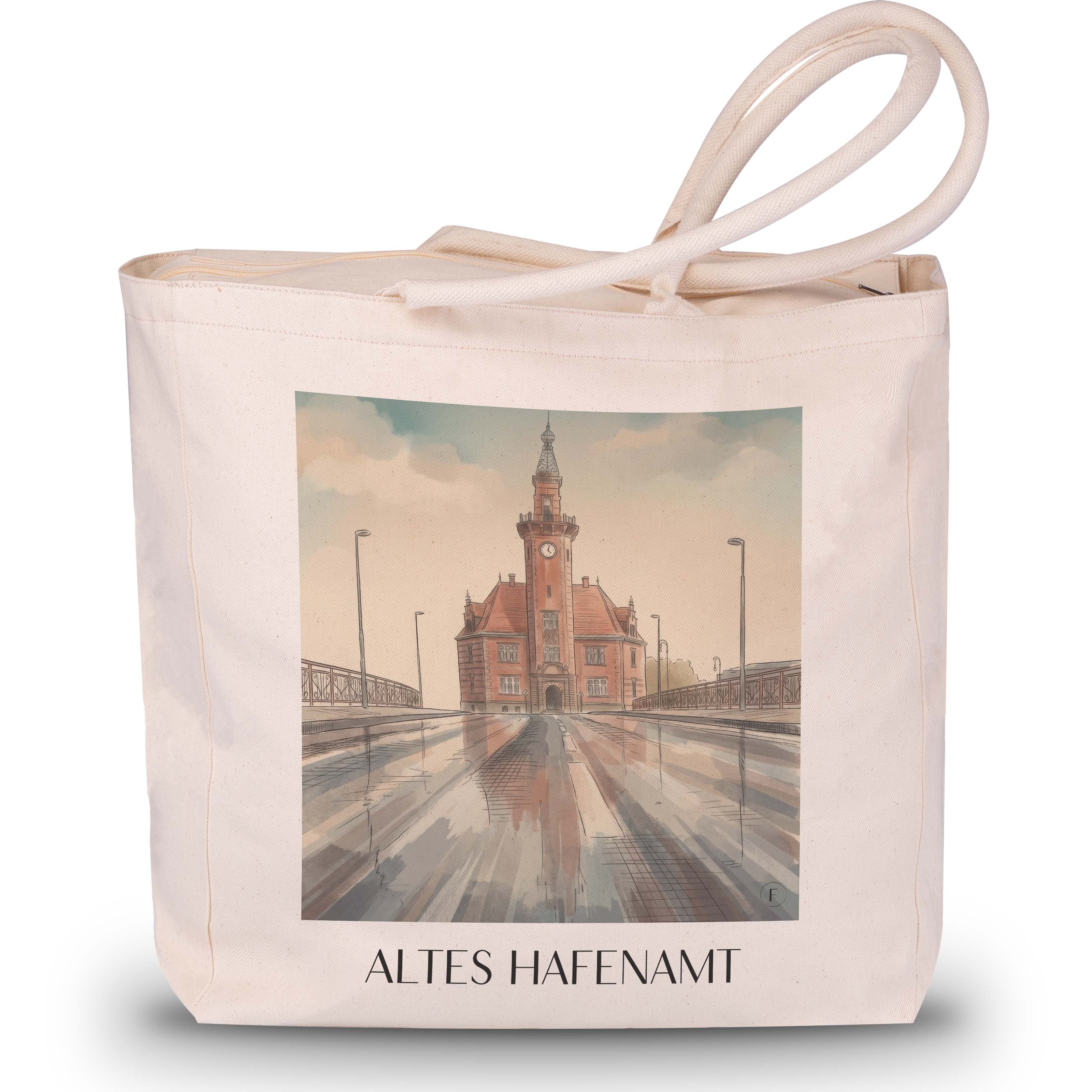 altes-hafenamt-dortmund-deutschland-einkaufstasche-aquarell
