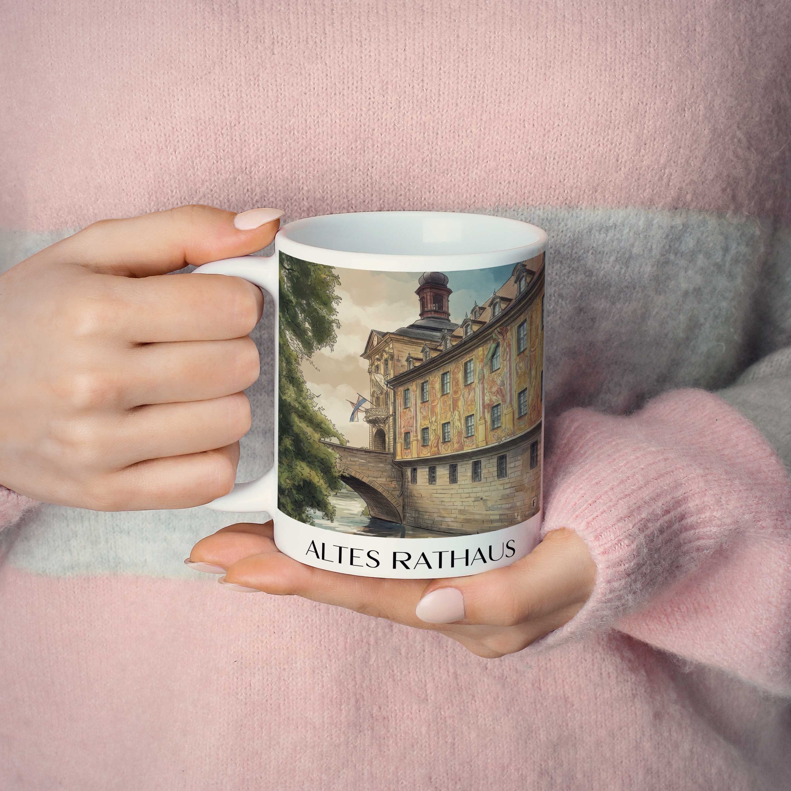 altes-rathaus-bamberg-deutschland-kaffeebecher-aquarell