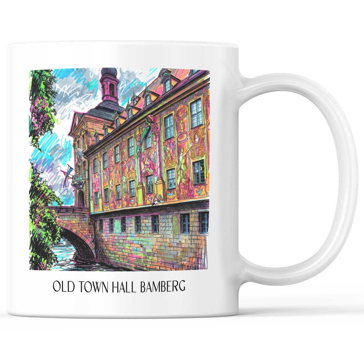 Altes Rathaus Kaffeebecher - Bamberg - Deutschland Becher - Kaffeetasse im Tag Graffiti Stil - favplace
