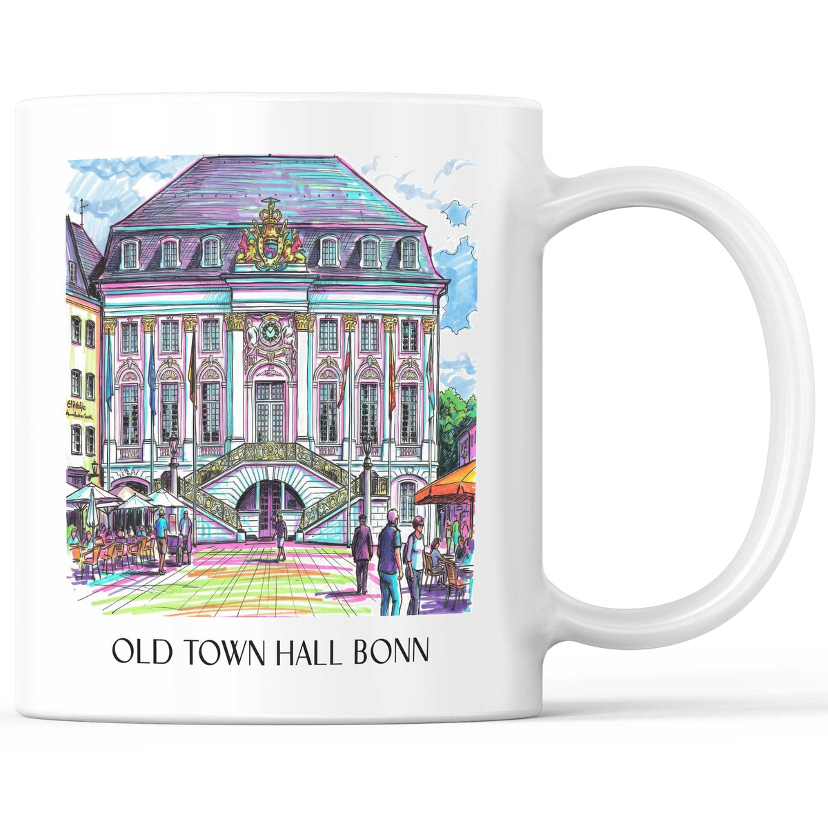Altes Rathaus Kaffeebecher - Bonn - Deutschland Becher - Kaffeetasse im Tag Graffiti Stil - favplace