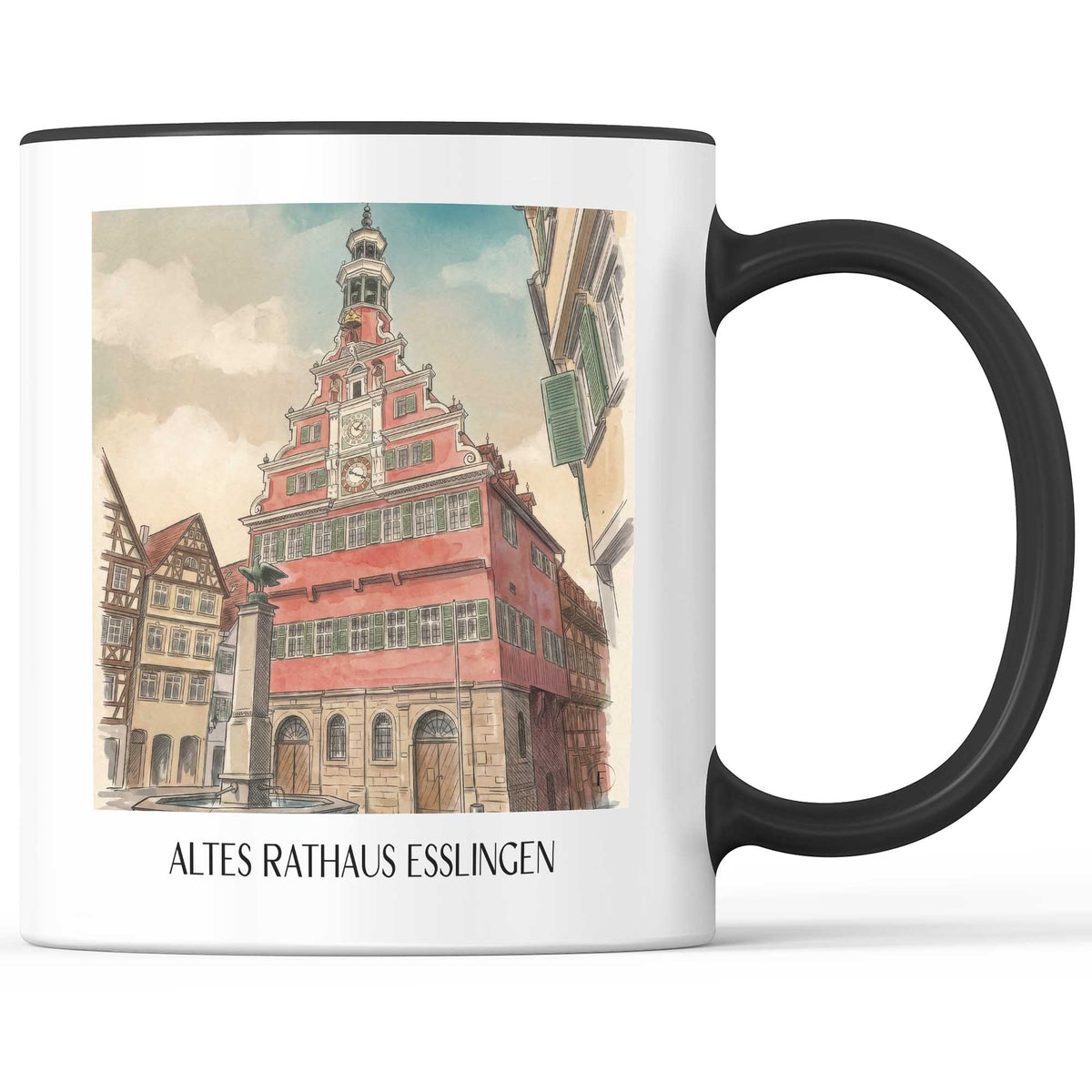 altes-rathaus-esslingen-am-neckar-deutschland-kaffeebecher-aquarell