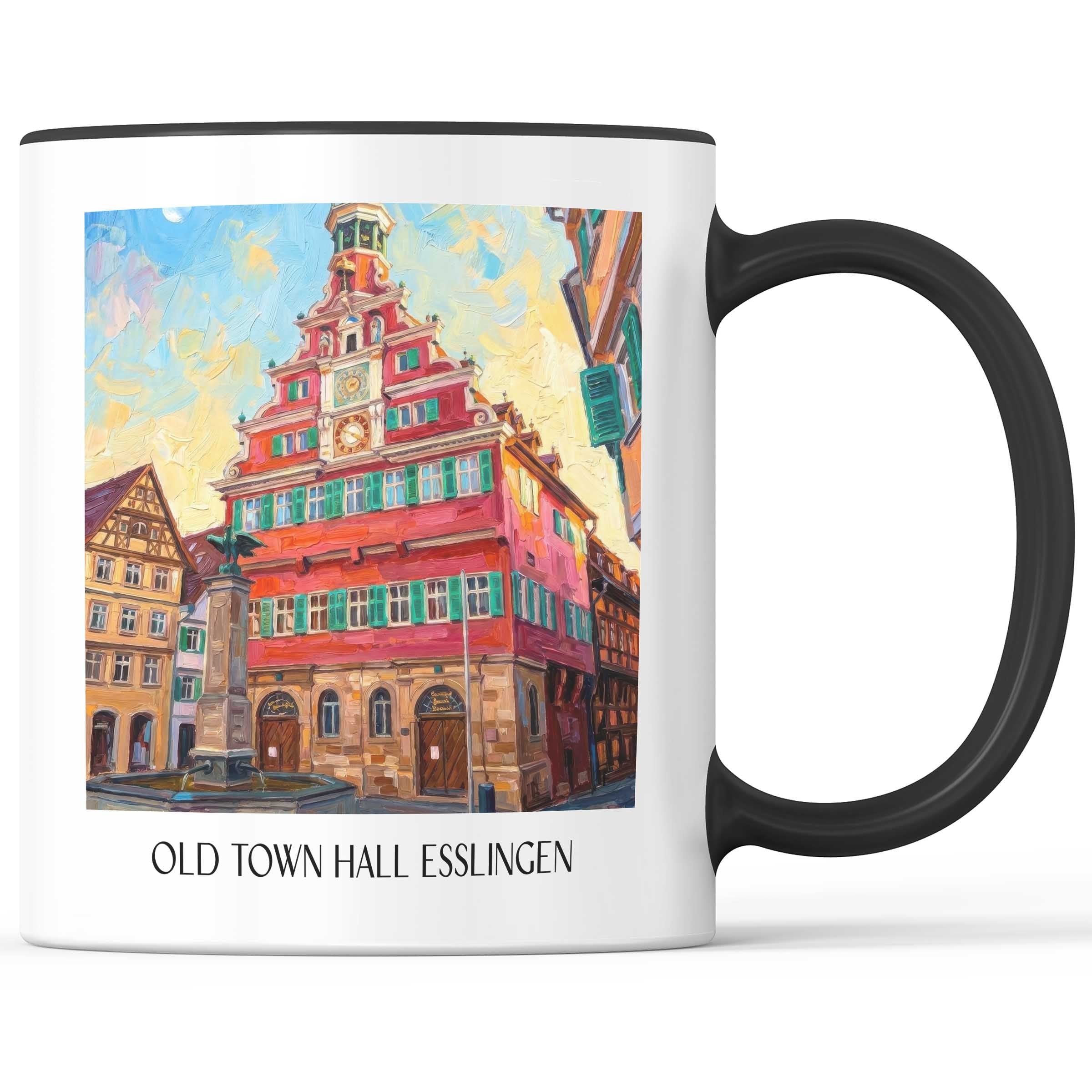 Altes Rathaus Kaffeebecher - Esslingen am Neckar - Deutschland Becher - Kaffeetasse im Ölgemälde Stil - favplace