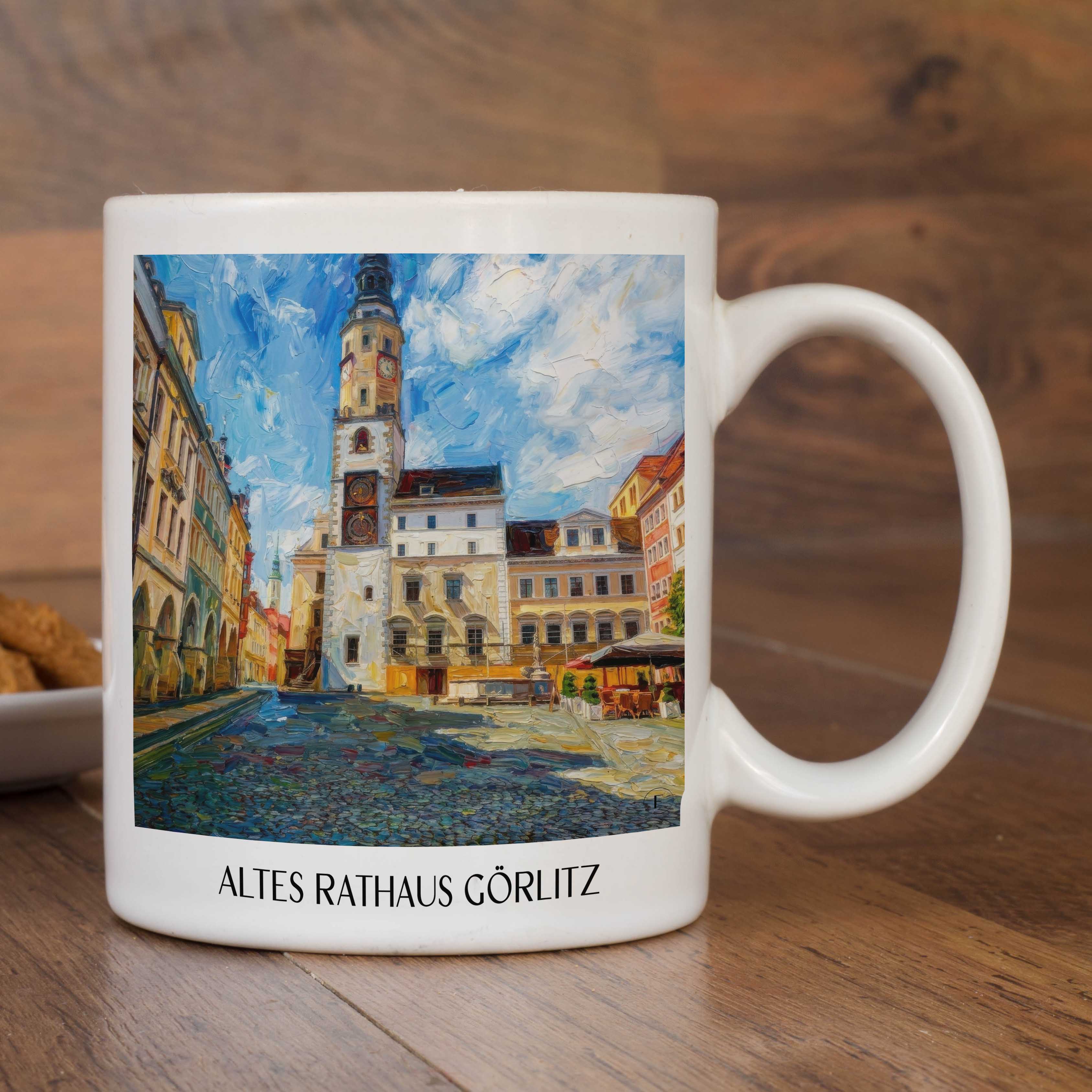 altes-rathaus-görlitz-deutschland-kaffeebecher-oil-painting-oelgemaelde