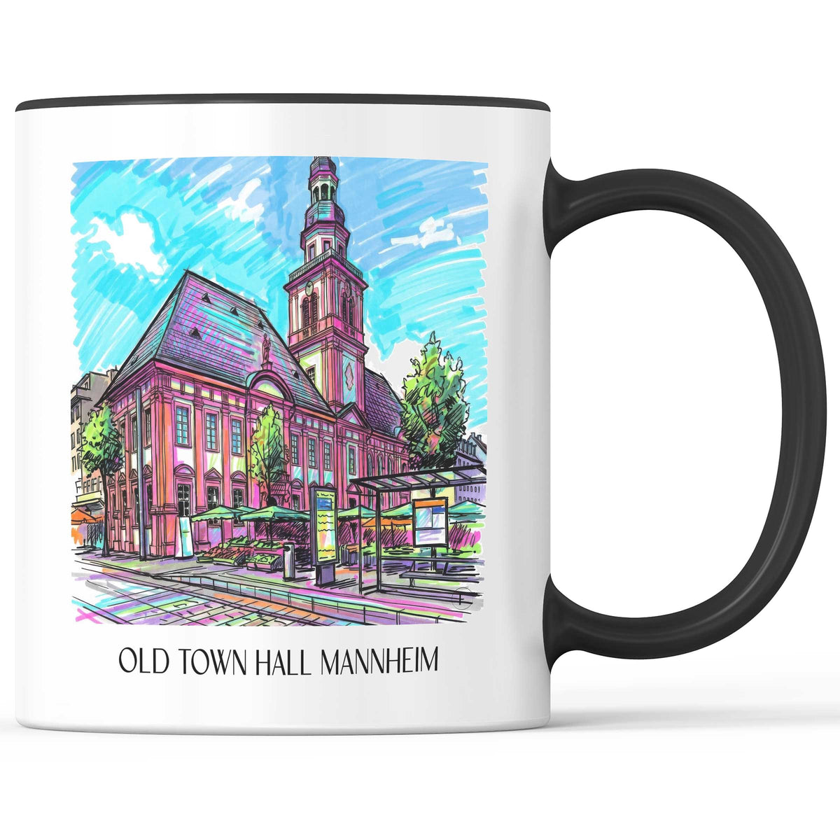 Altes Rathaus Kaffeebecher - Mannheim - Deutschland Becher - Kaffeetasse im Tag Graffiti Stil - favplace