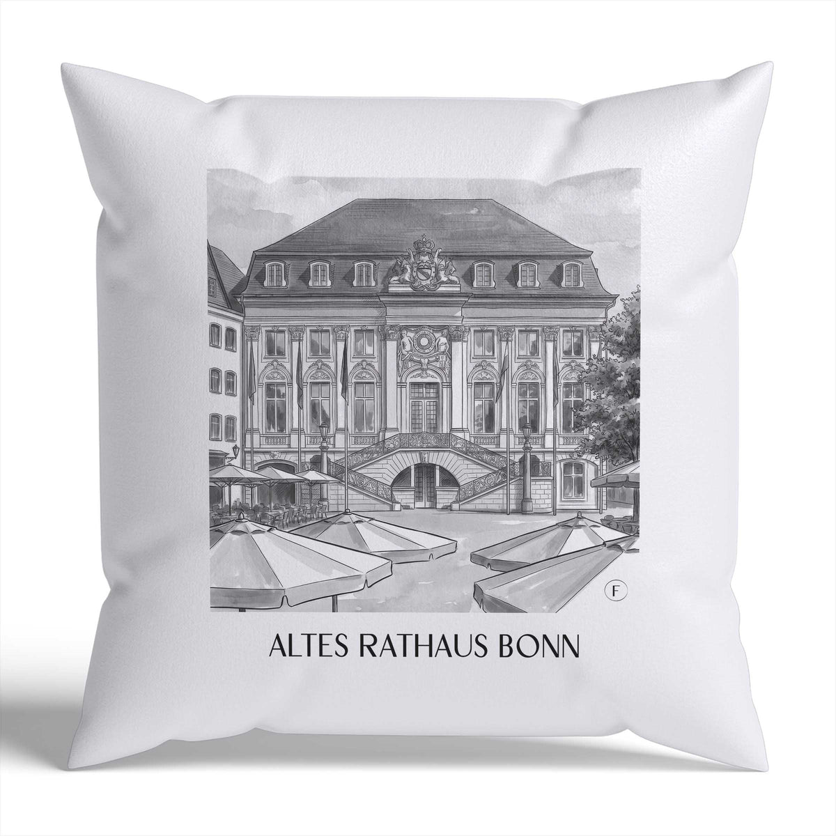 altes-rathaus-bonn-deutschland-kissenbezug-aquarell-schwarz-weiss