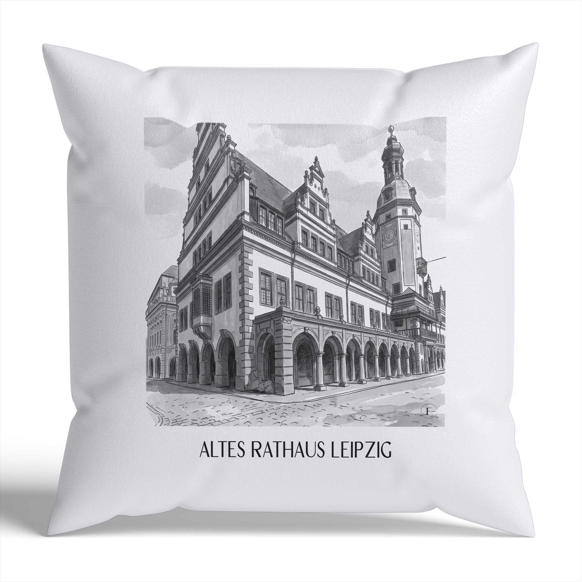 altes-rathaus-leipzig-deutschland-kissenbezug-aquarell-schwarz-weiss