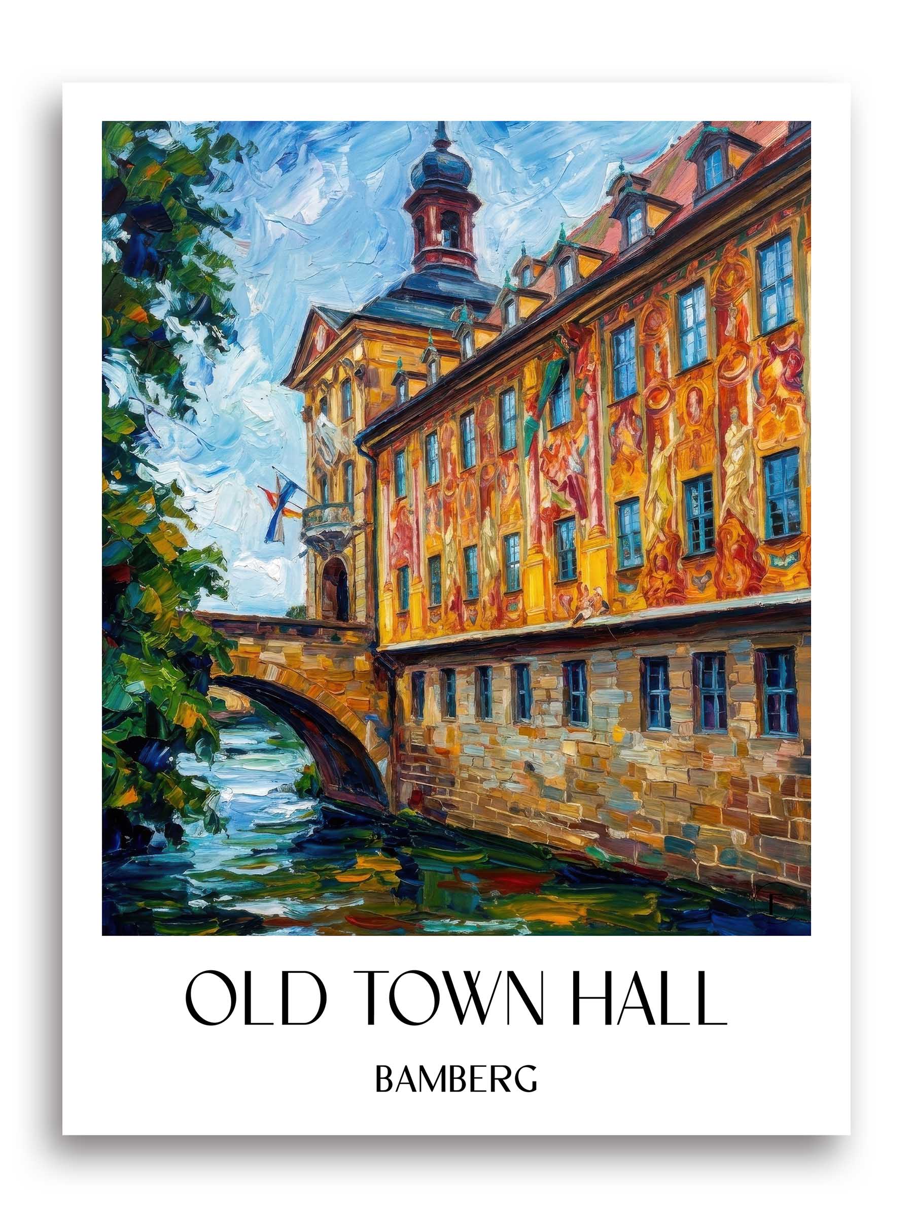 Altes Rathaus Poster - Bamberg - Deutschland Kunstdruck - Ölgemälde von A4 bis A1 - favplace