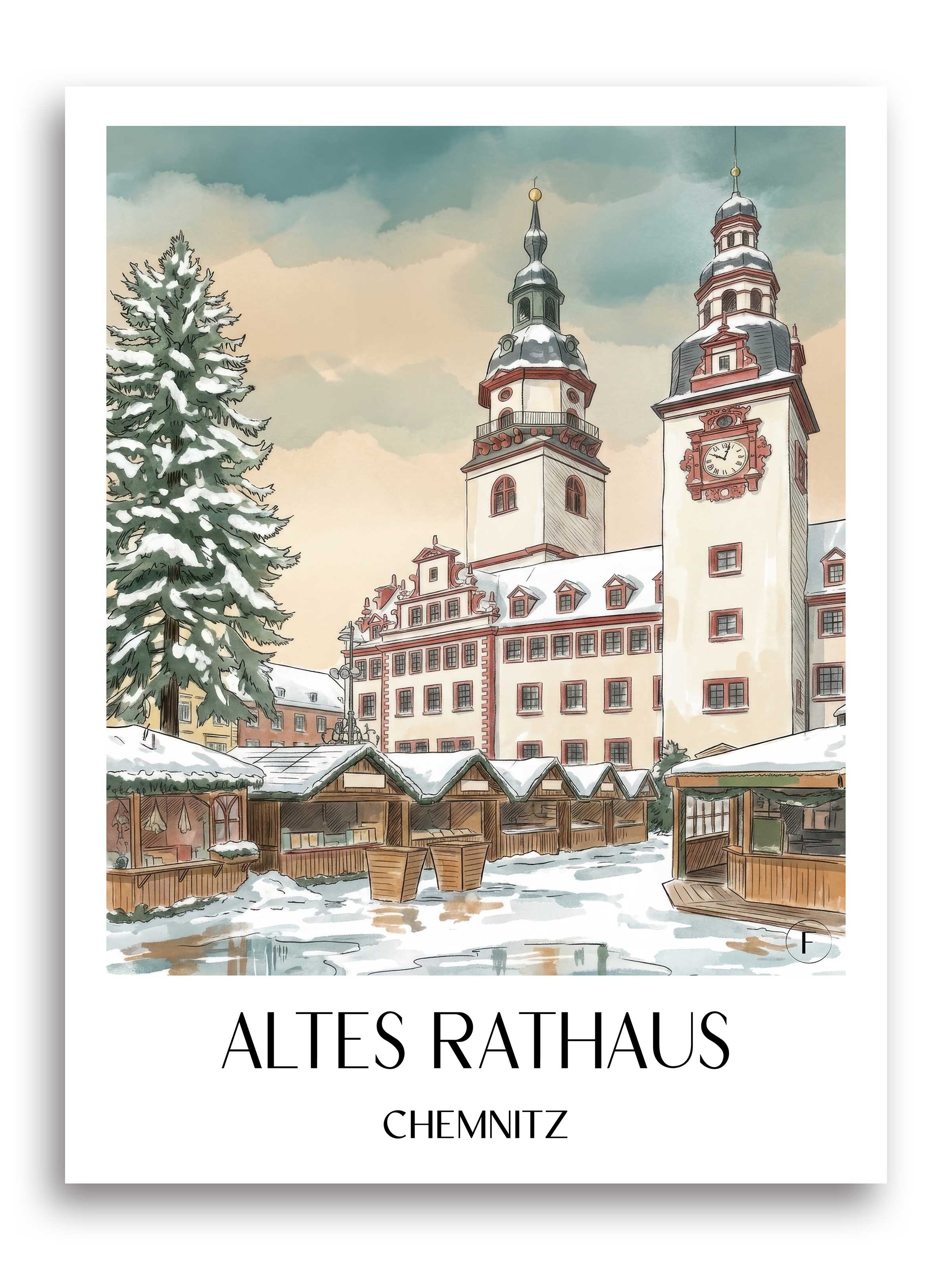 altes-rathaus-chemnitz-deutschland-poster-aquarell