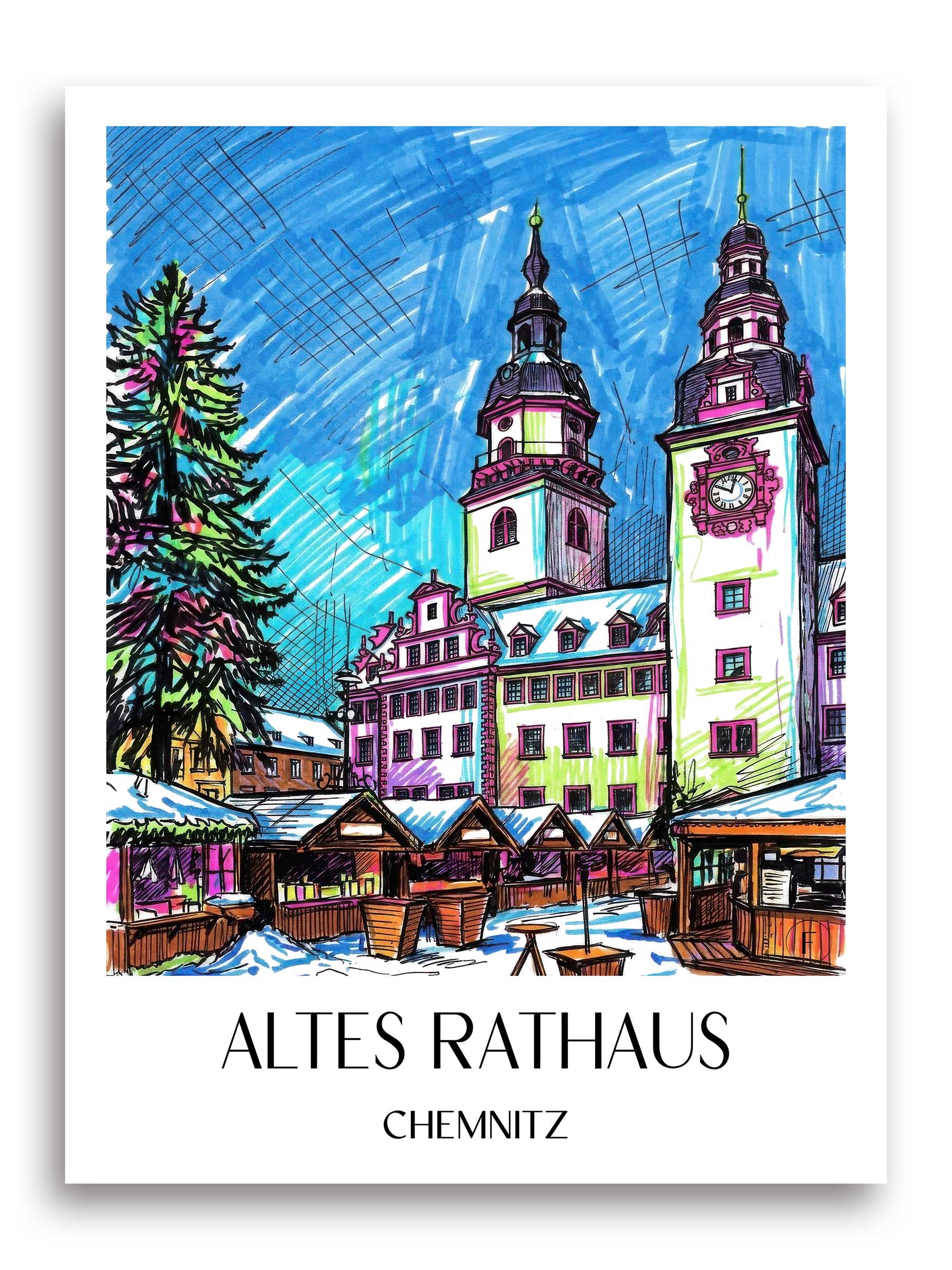 altes-rathaus-chemnitz-deutschland-poster-graffiti