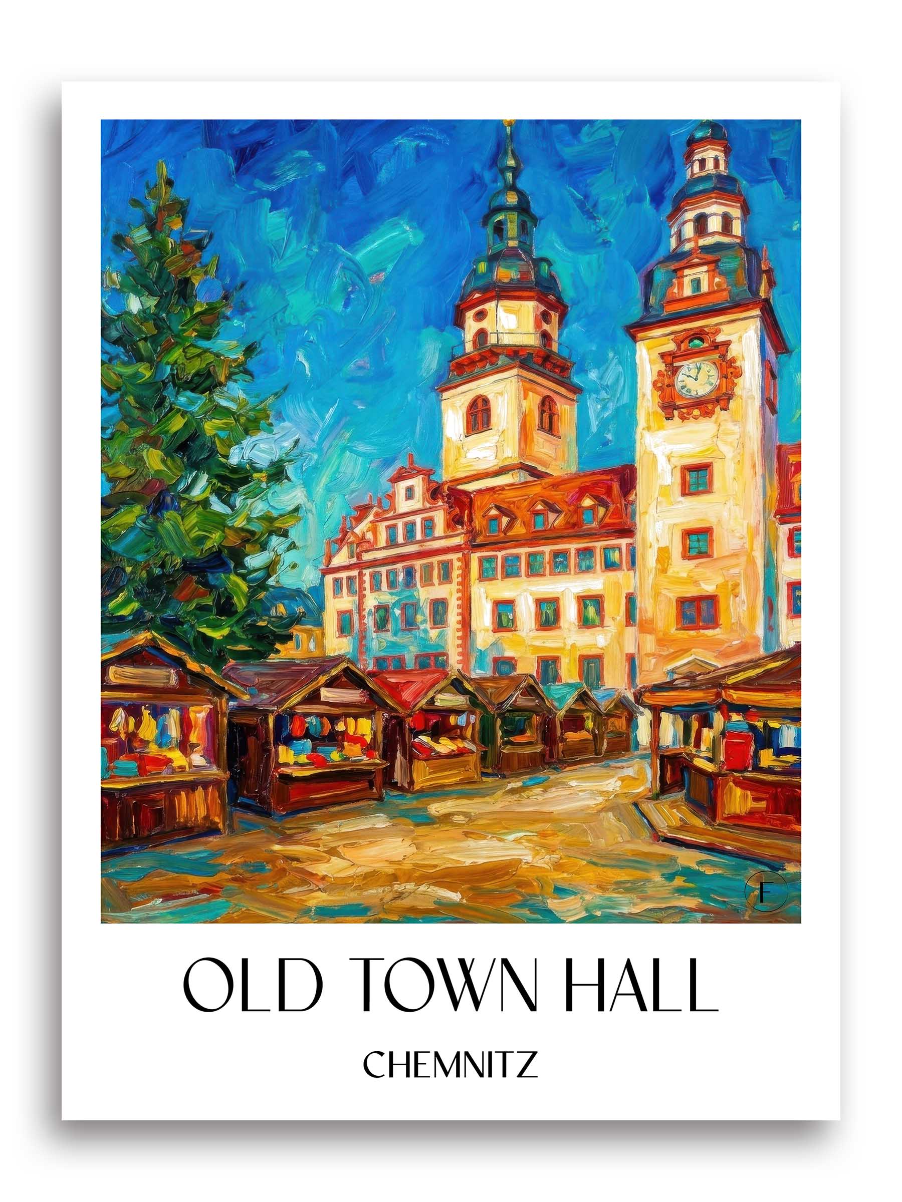 Altes Rathaus Poster - Chemnitz - Deutschland Kunstdruck - Ölgemälde von A4 bis A1 - favplace