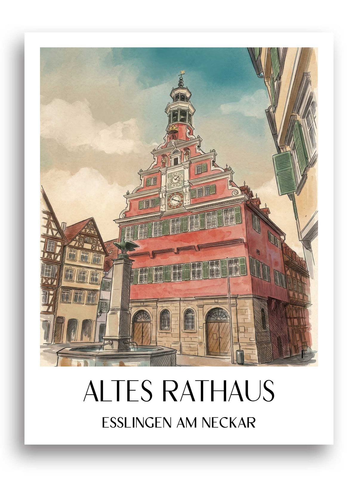 altes-rathaus-esslingen-am-neckar-deutschland-poster-aquarell