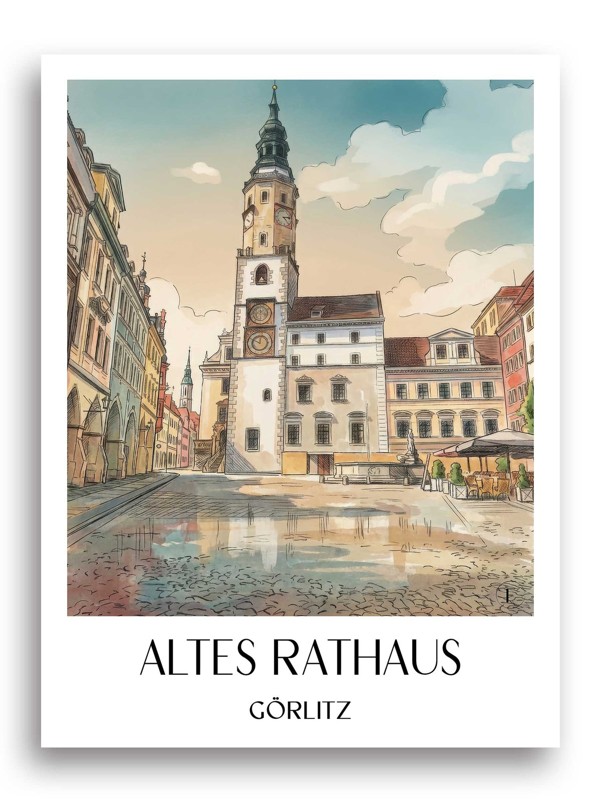 altes-rathaus-görlitz-deutschland-poster-aquarell
