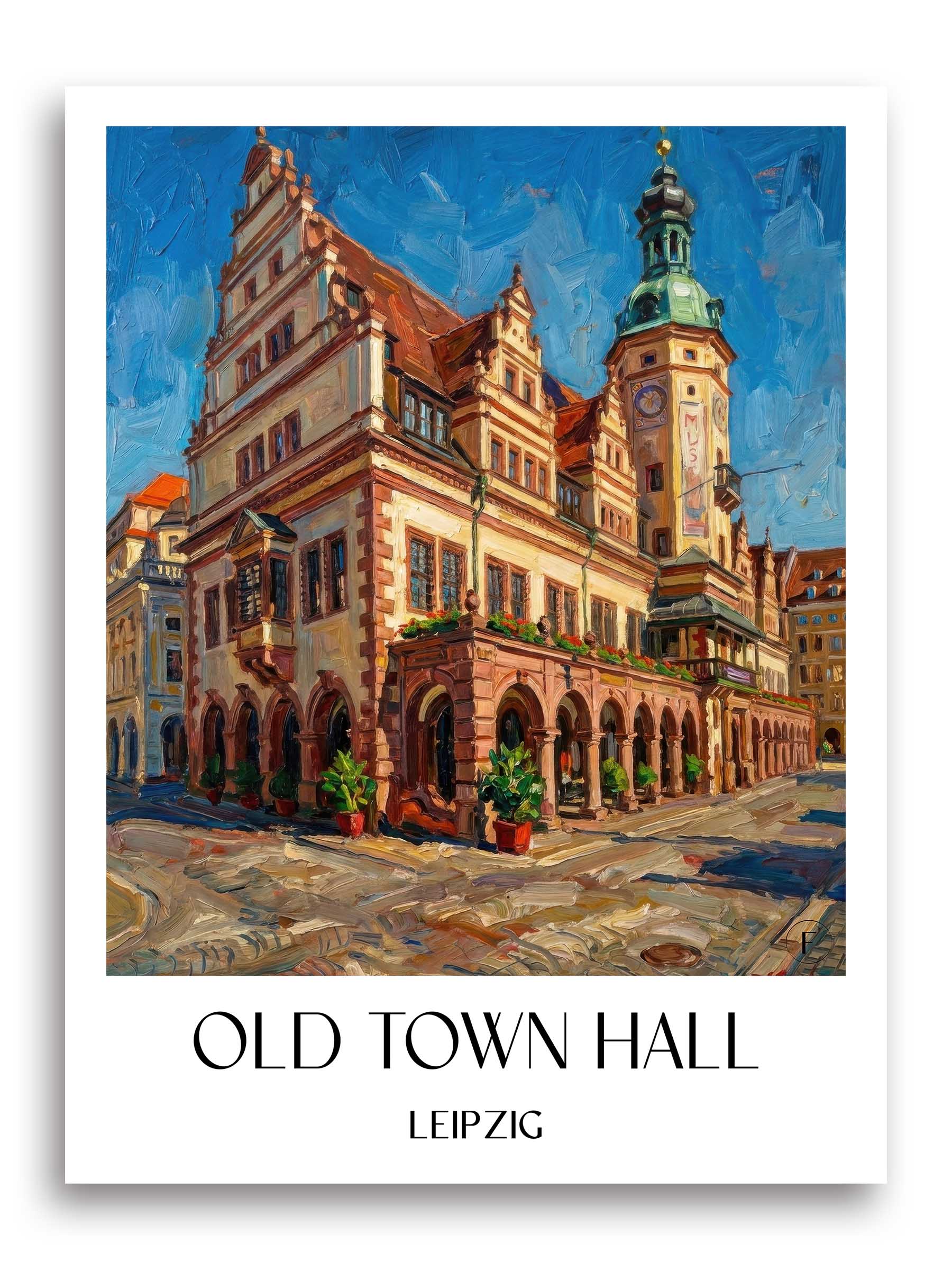 Altes Rathaus Poster - Leipzig - Deutschland Kunstdruck - Ölgemälde von A4 bis A1 - favplace