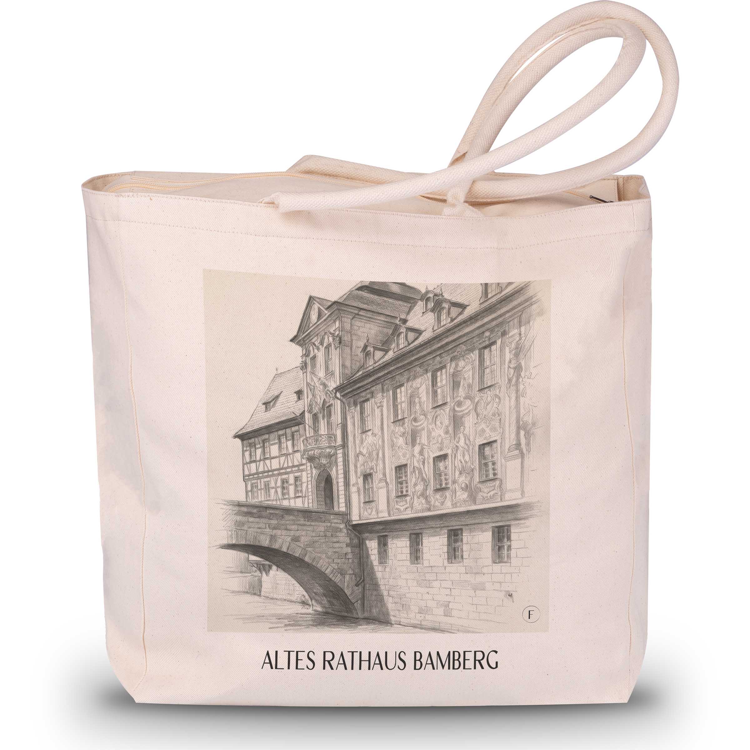 altes-rathaus-bamberg-deutschland-einkaufstasche-bleistift-zeichnung-drawing