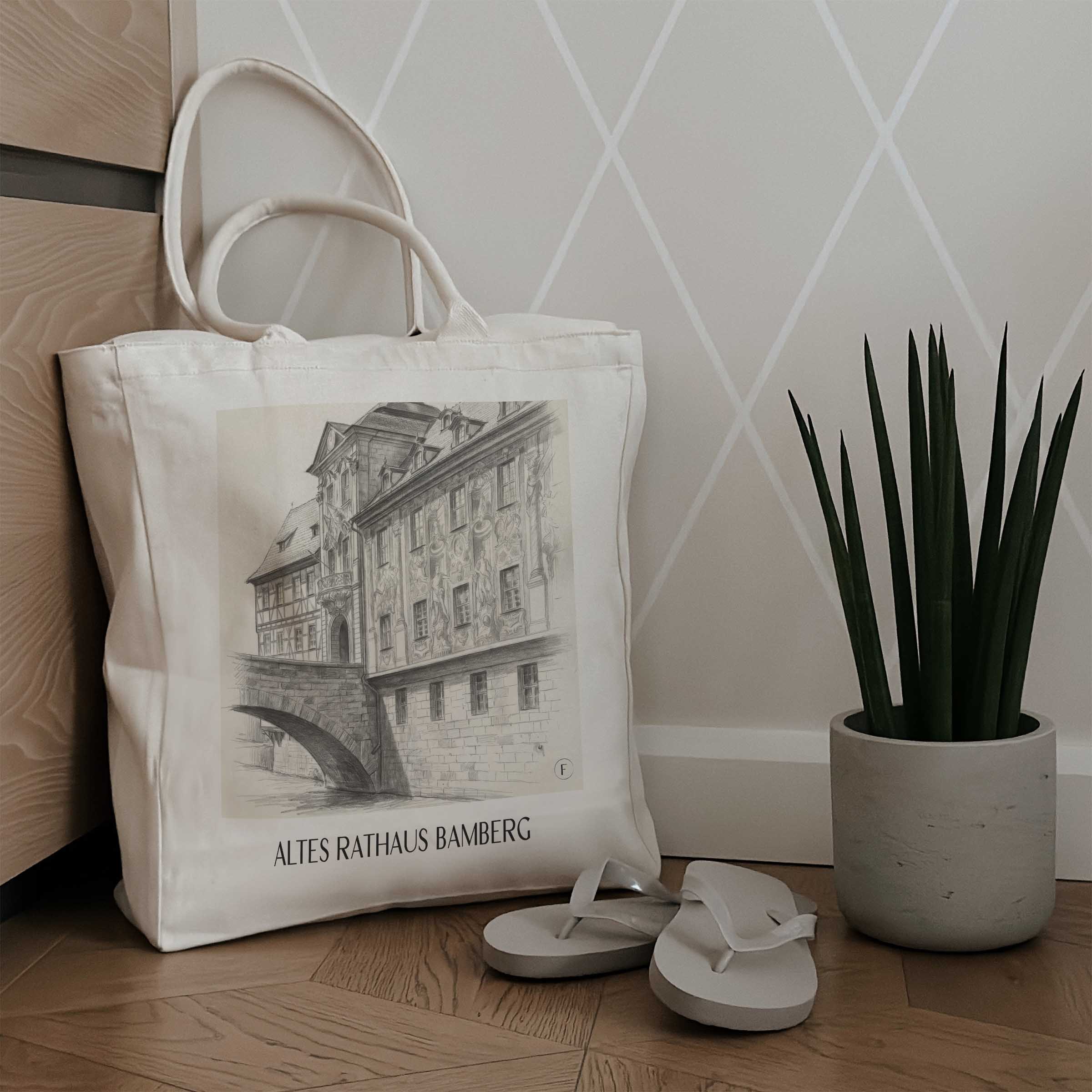 altes-rathaus-bamberg-deutschland-einkaufstasche-bleistift-zeichnung-drawing
