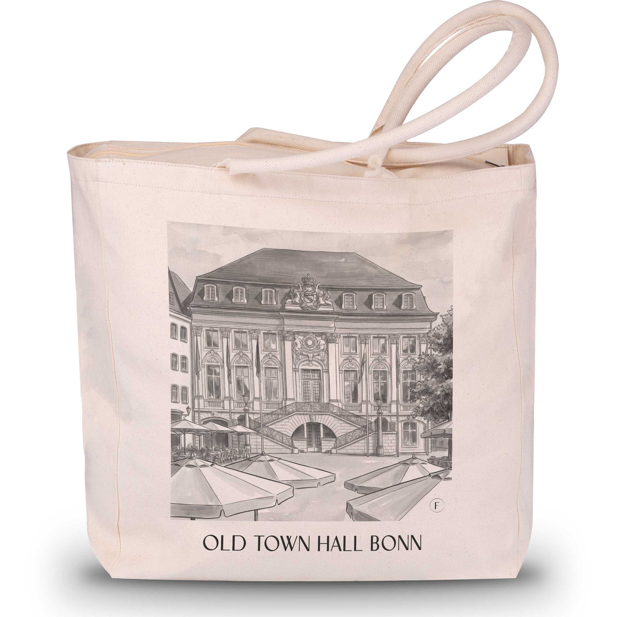 Altes Rathaus Shopping Tasche - Bonn - Deutschland Tote Bag - Einkaufstasche im Aquarell Schwarz-Weiß Stil - favplace