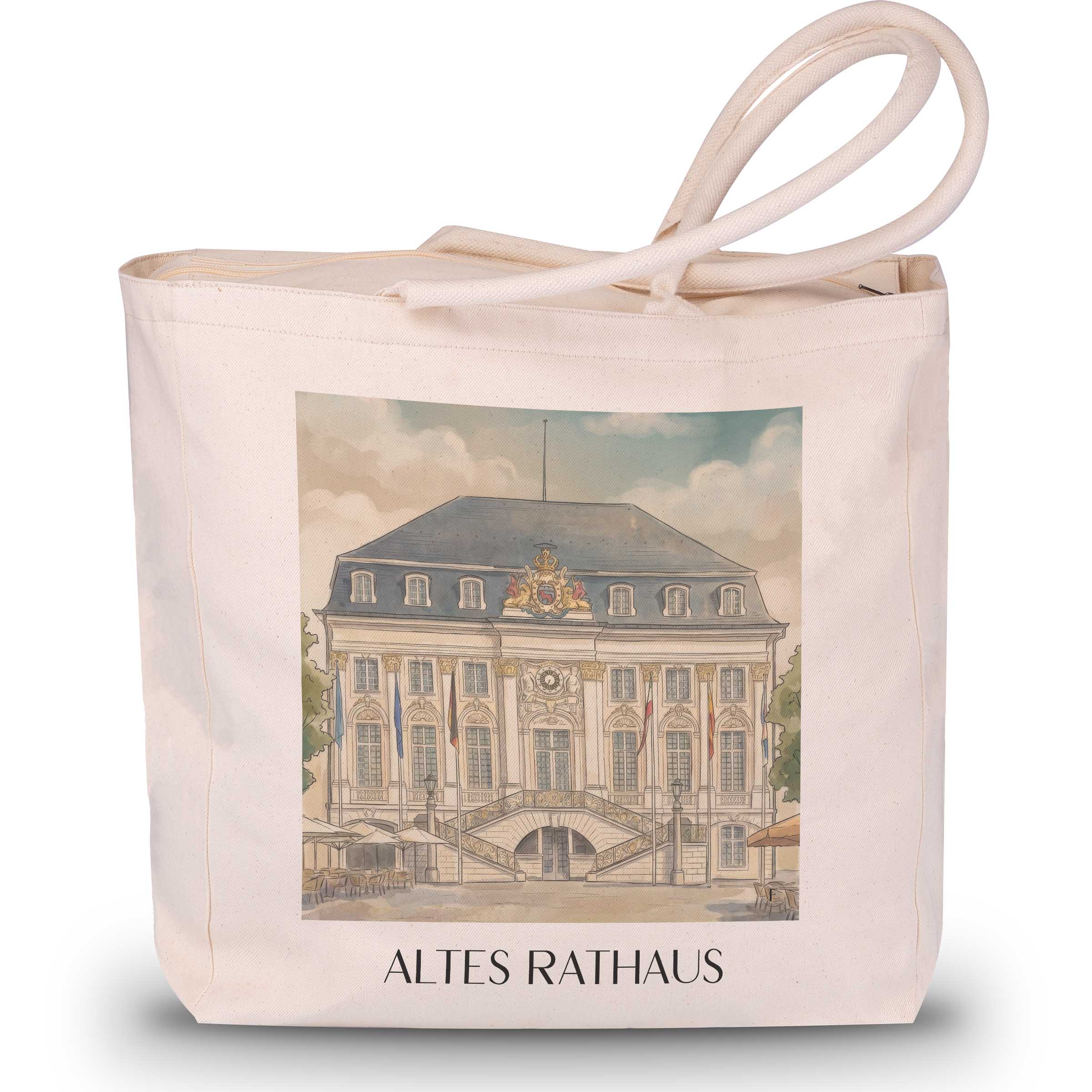 altes-rathaus-bonn-deutschland-einkaufstasche-aquarell