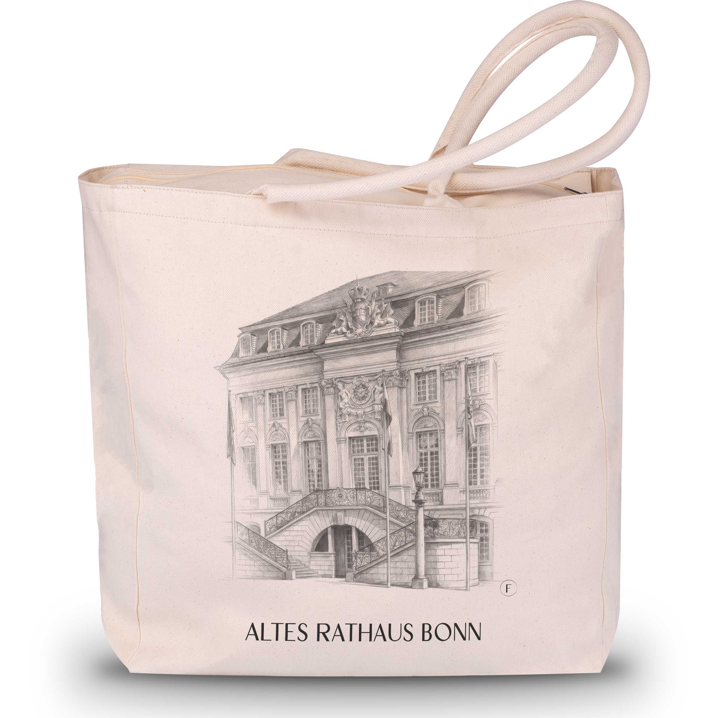 altes-rathaus-bonn-deutschland-einkaufstasche-bleistift-zeichnung-drawing