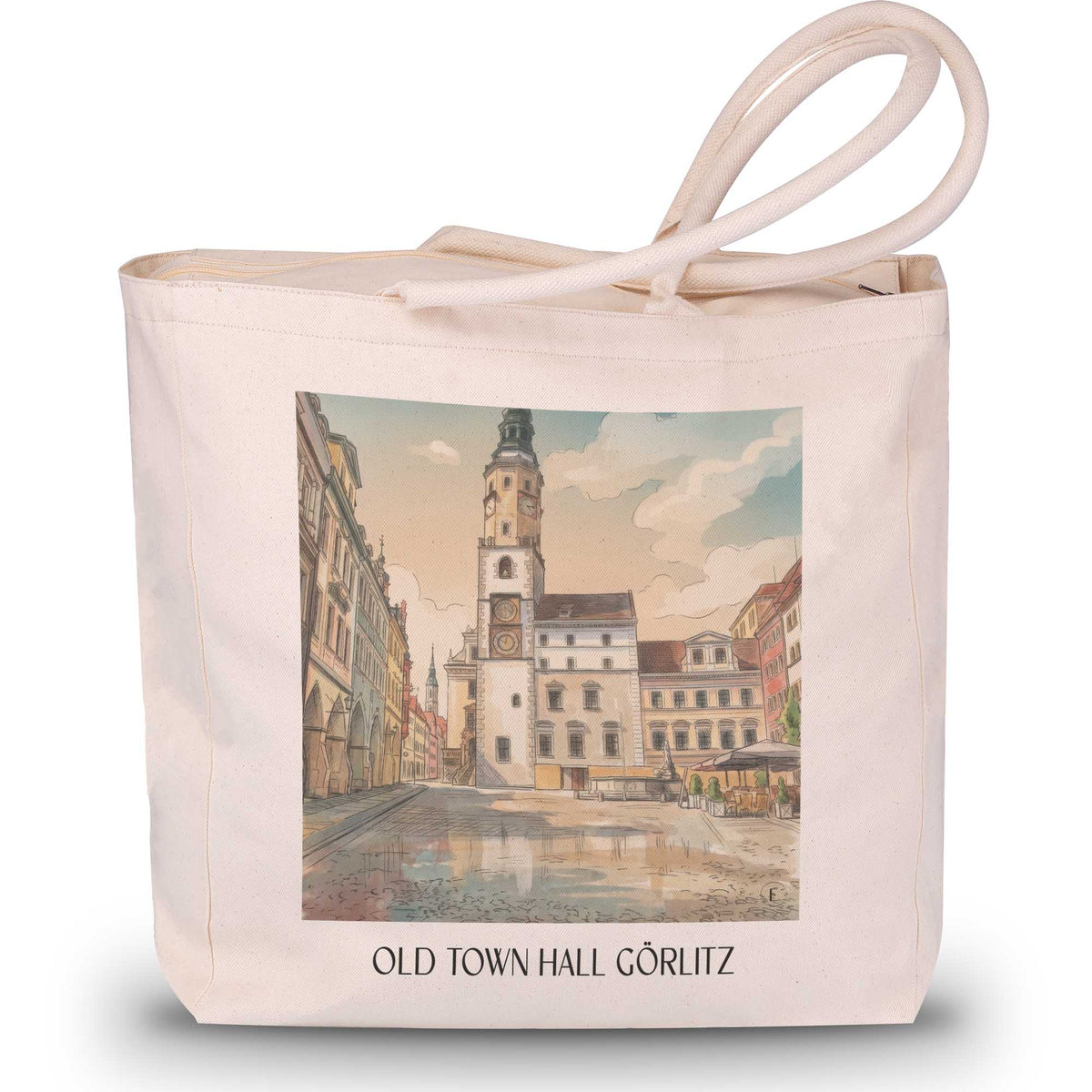 Altes Rathaus Shopping Tasche - Görlitz - Deutschland Tote Bag - Einkaufstasche im Aquarell Stil - favplace
