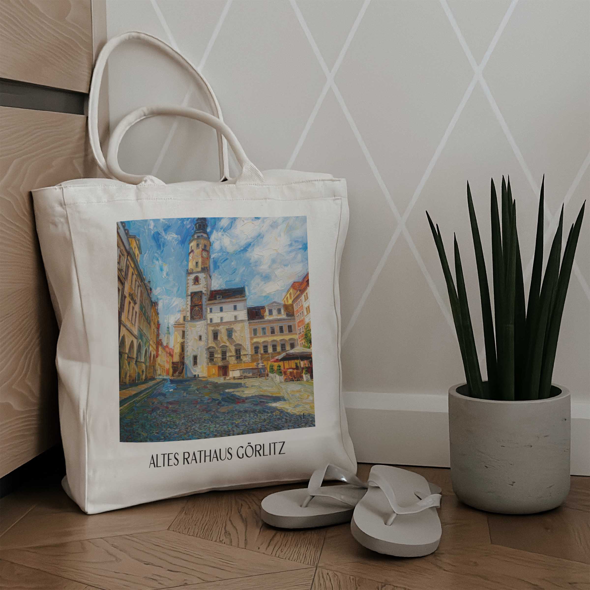 altes-rathaus-görlitz-deutschland-einkaufstasche-oil-painting-oelgemaelde