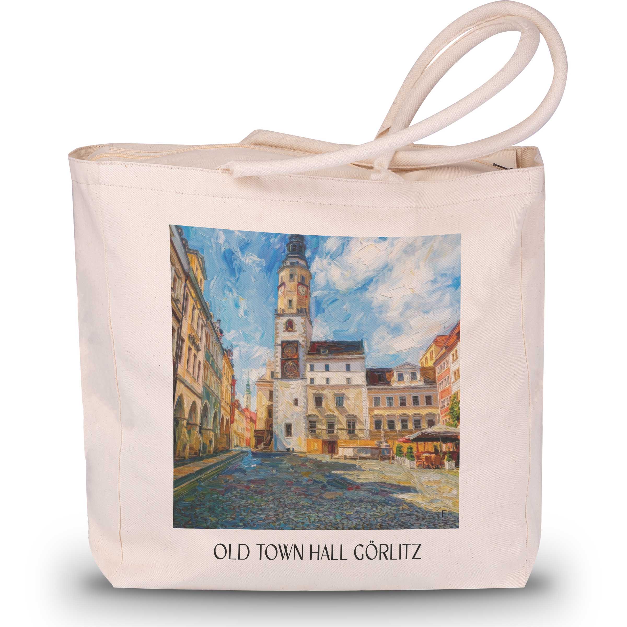 Altes Rathaus Shopping Tasche - Görlitz - Deutschland Tote Bag - Einkaufstasche im Ölgemälde Stil - favplace