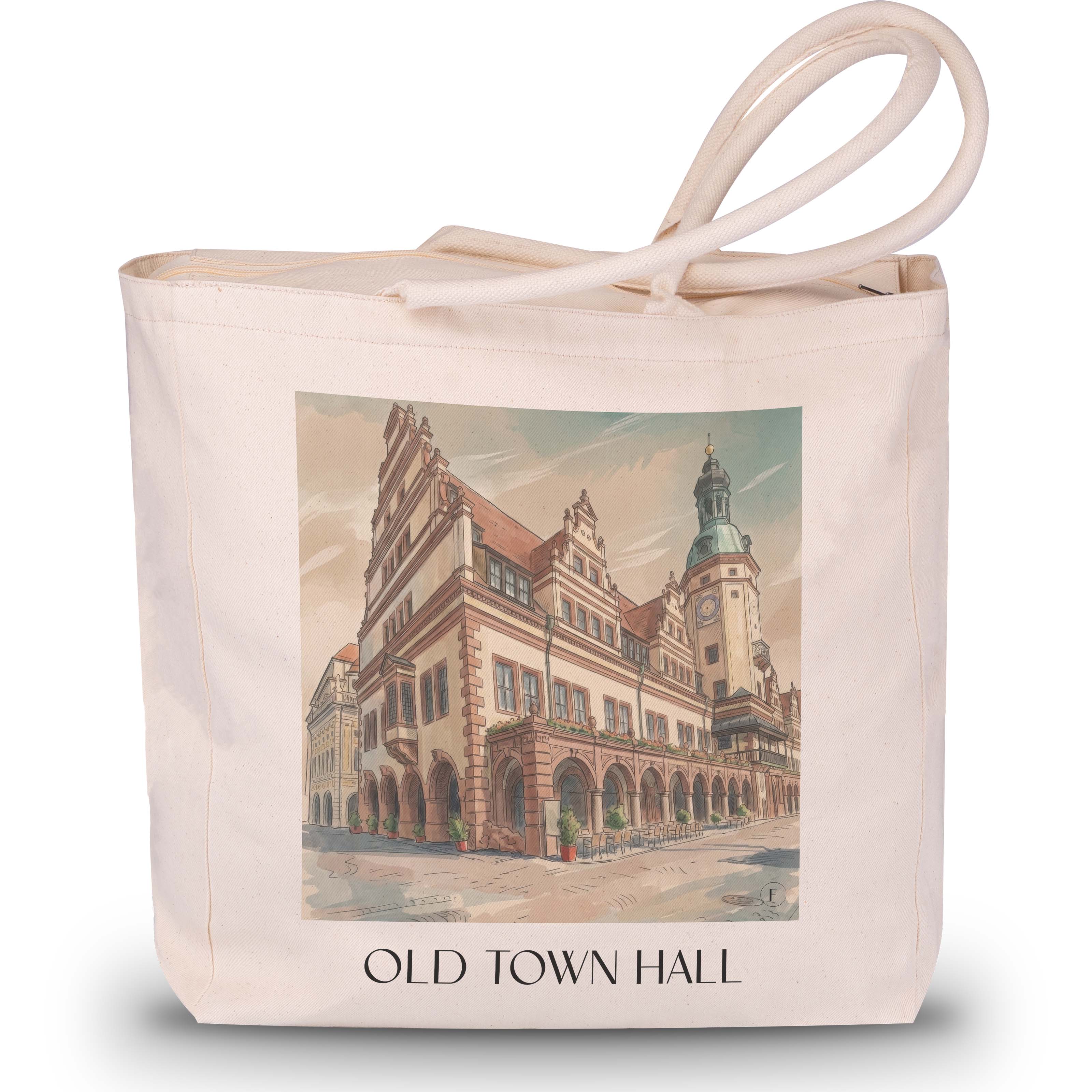 Altes Rathaus Shopping Tasche - Leipzig - Deutschland Tote Bag - Einkaufstasche im Aquarell Stil - favplace