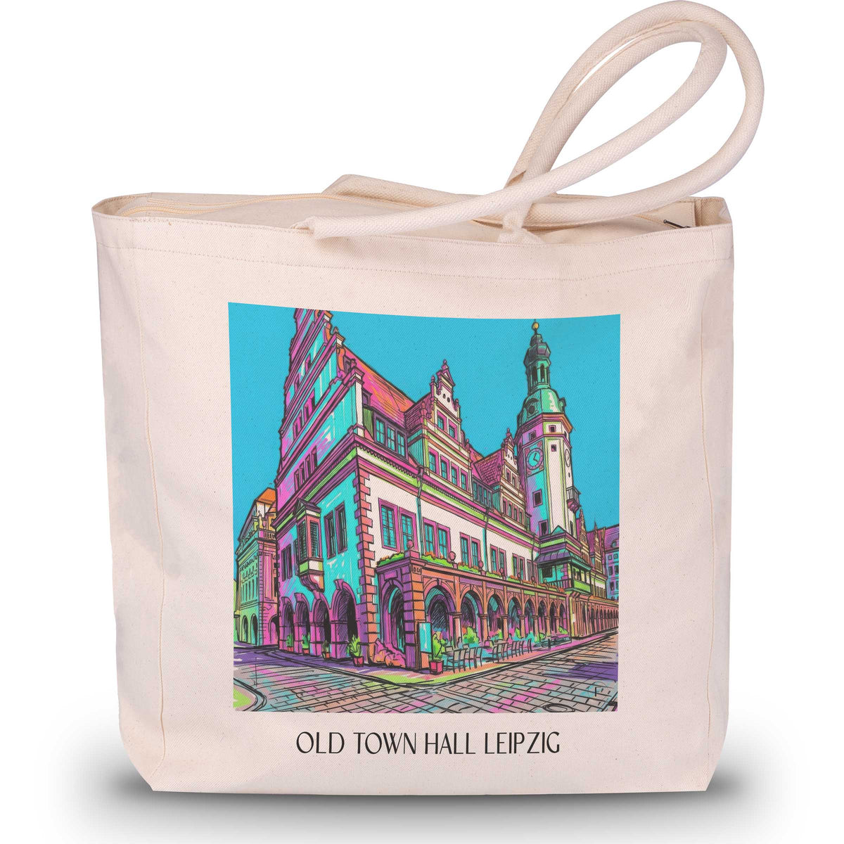 Altes Rathaus Shopping Tasche - Leipzig - Deutschland Tote Bag - Einkaufstasche im Tag Graffiti Stil - favplace