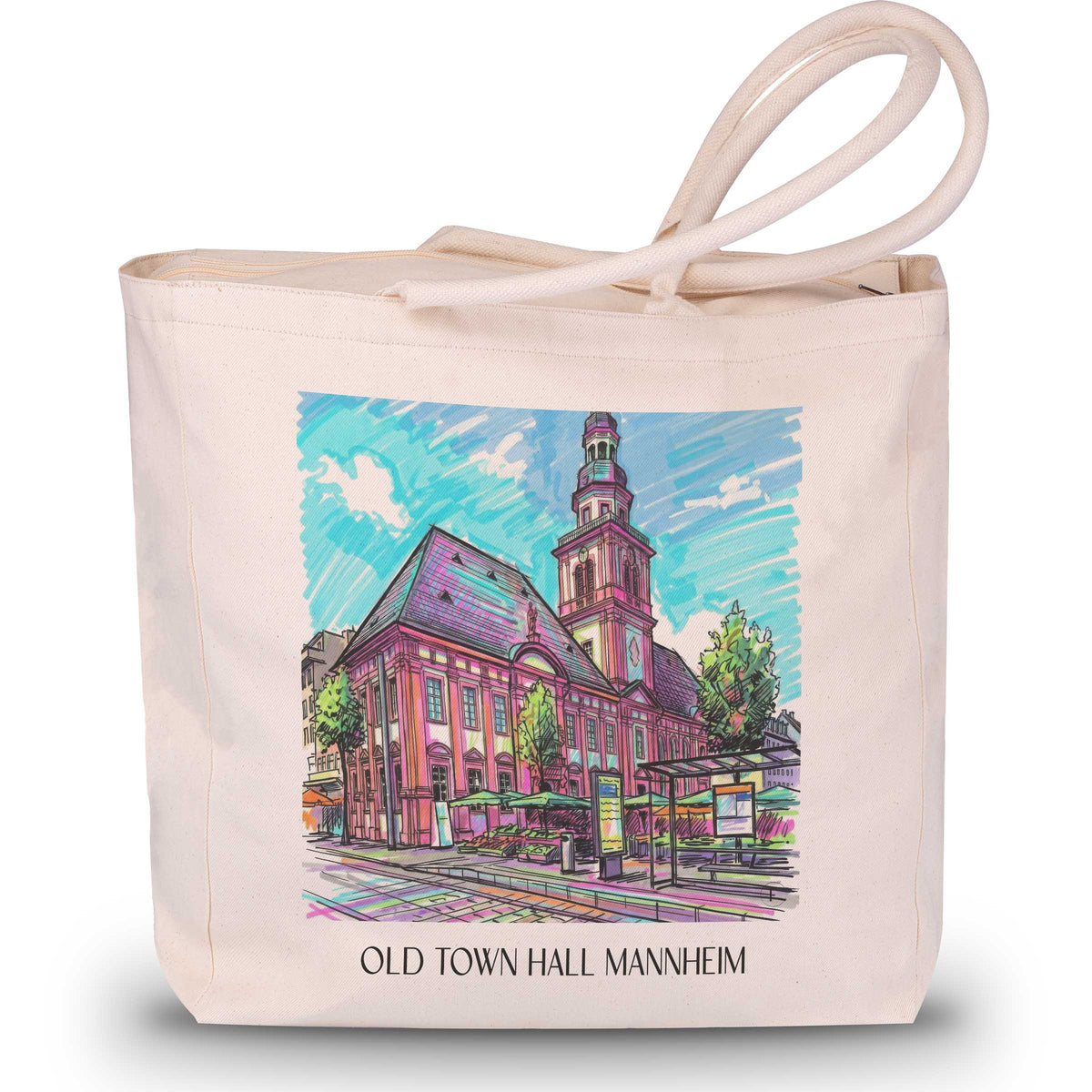 Altes Rathaus Shopping Tasche - Mannheim - Deutschland Tote Bag - Einkaufstasche im Tag Graffiti Stil - favplace