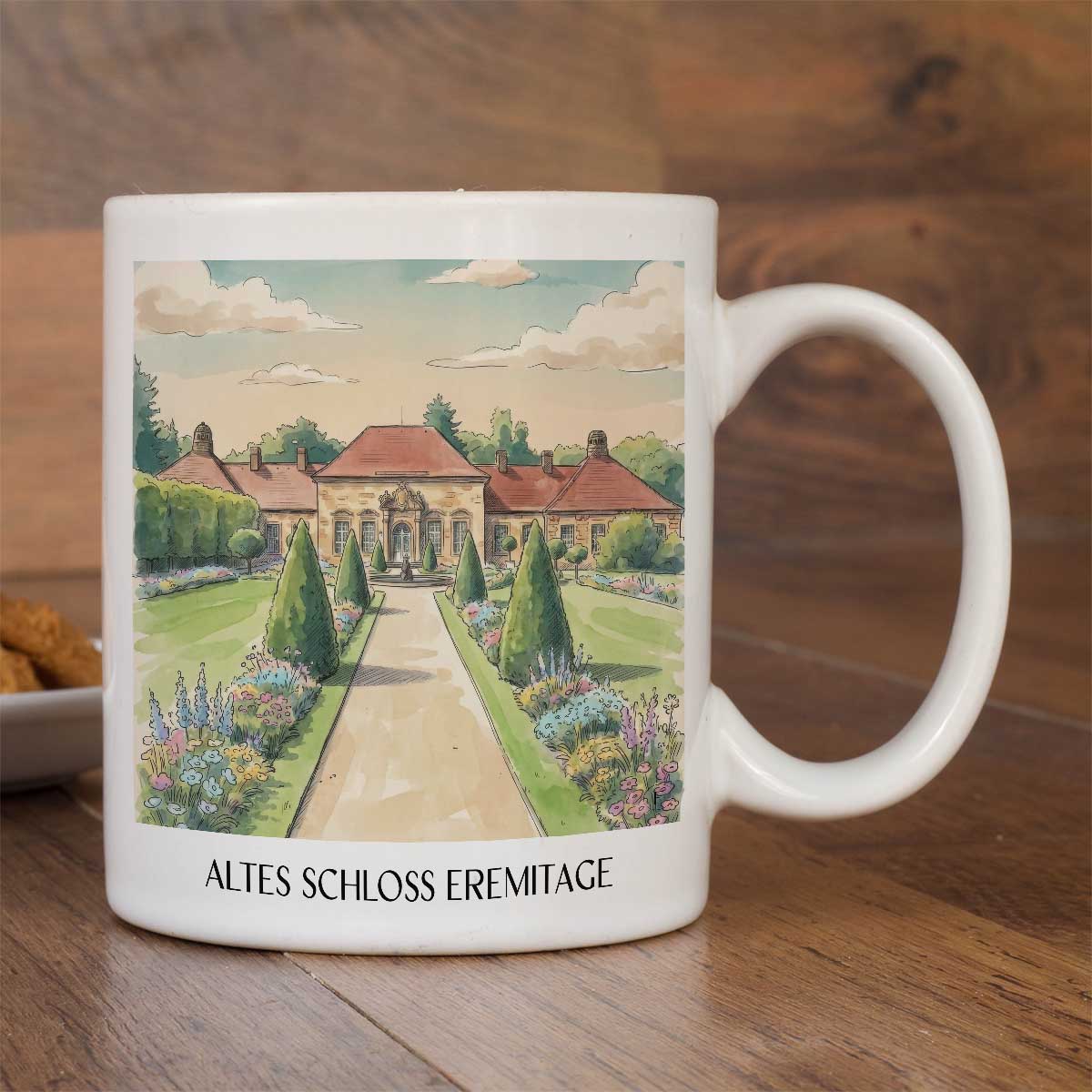 altes-schloss-eremitage-bayreuth-deutschland-kaffeebecher-aquarell